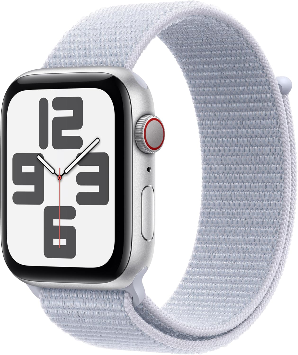 Apple Watch SE (2nd Gen) [GPS   Cellular 44mm] Smartwatch with Aluminum Case with Silver Sport Loop. Fitness  Sleep Tracker, Crash Detection, Heart Rate Monitor, Retina Display, Carbon Neutral