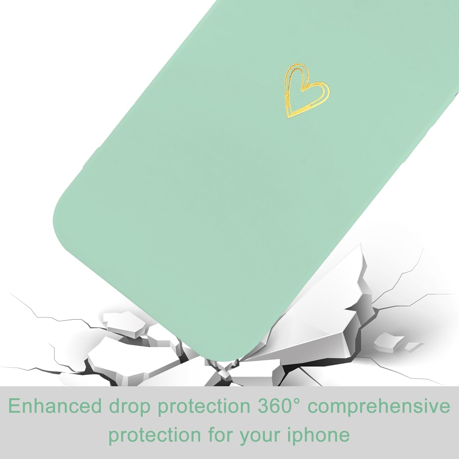 for iPhone 16 Pro Case Cute Slim Shockproof Phone Case with Wireless Charging Support and Protection, Mint Green
