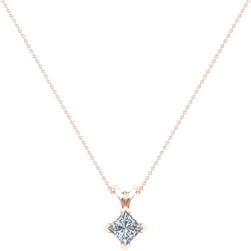 Princess Cut Kite Diamond Pendant Necklace for women 14K Gold · v3