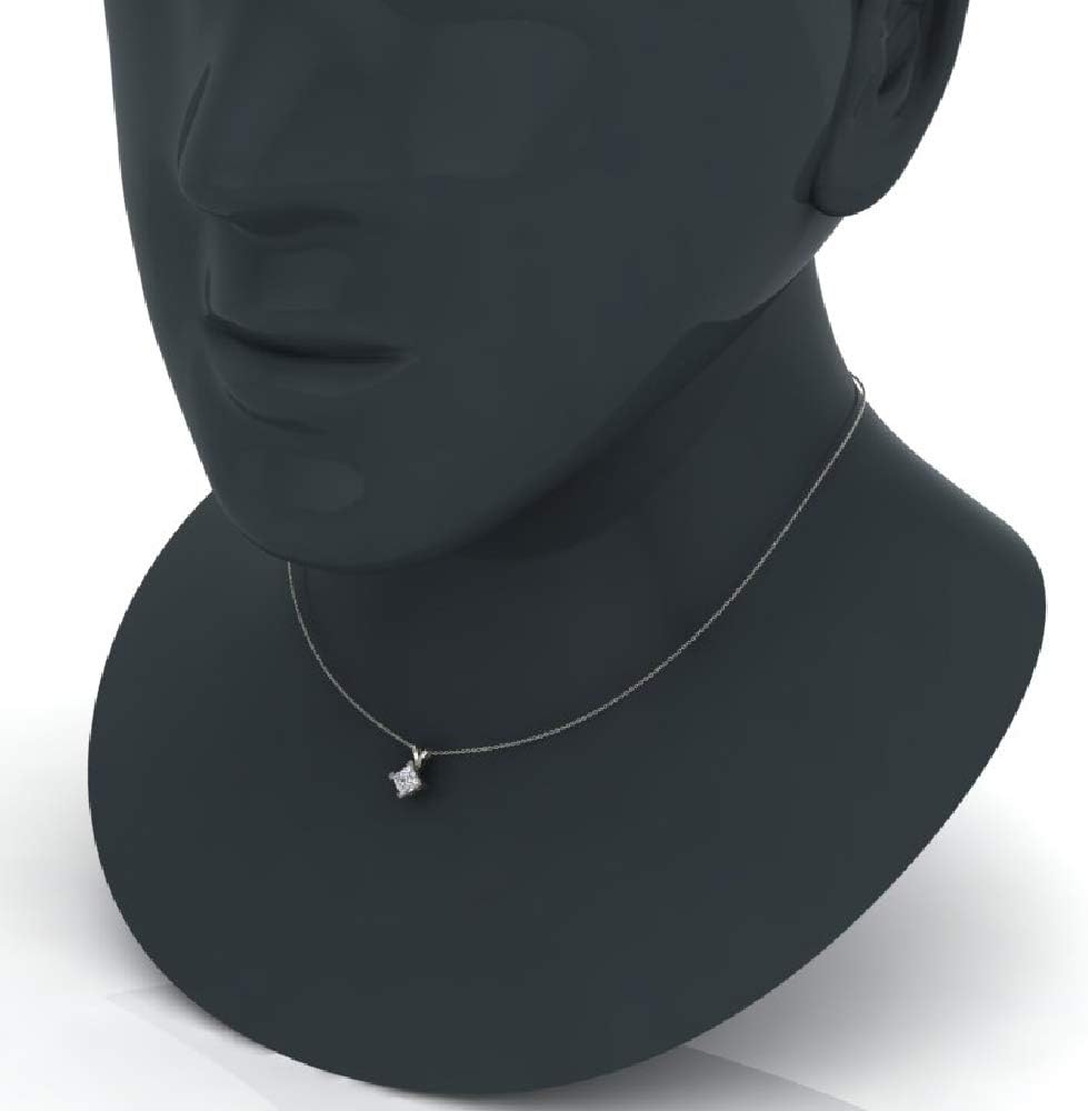 Princess Cut Kite Diamond Pendant Necklace for women 14K Gold · v3