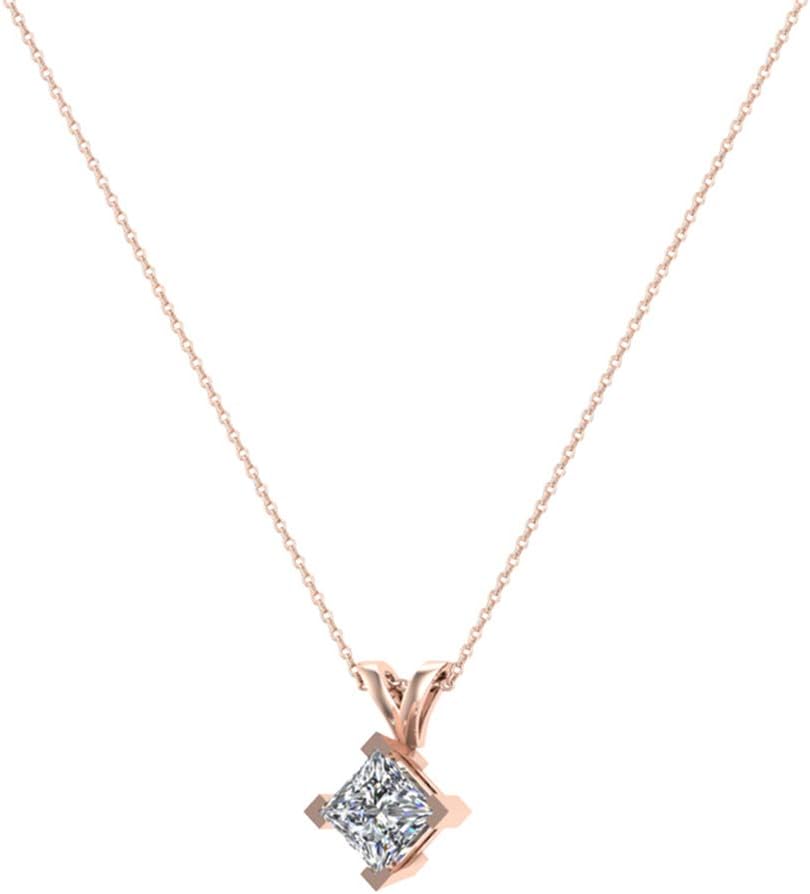 Princess Cut Kite Diamond Pendant Necklace for women 14K Gold · v3