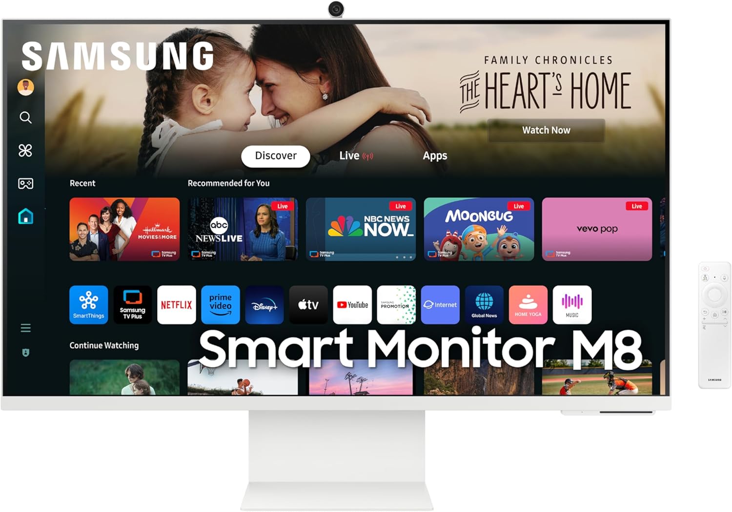 SAMSUNG 32-Inch M8 (M80D) Series 4K UHD Smart Monitor with Streaming TV, Speakers, HDR10 , AI Upscaling, USB-C, Ergonomic Stand, SlimFit Camera, Gaming Hub, LS32DM801UNXZA, 2024 (Renewed)