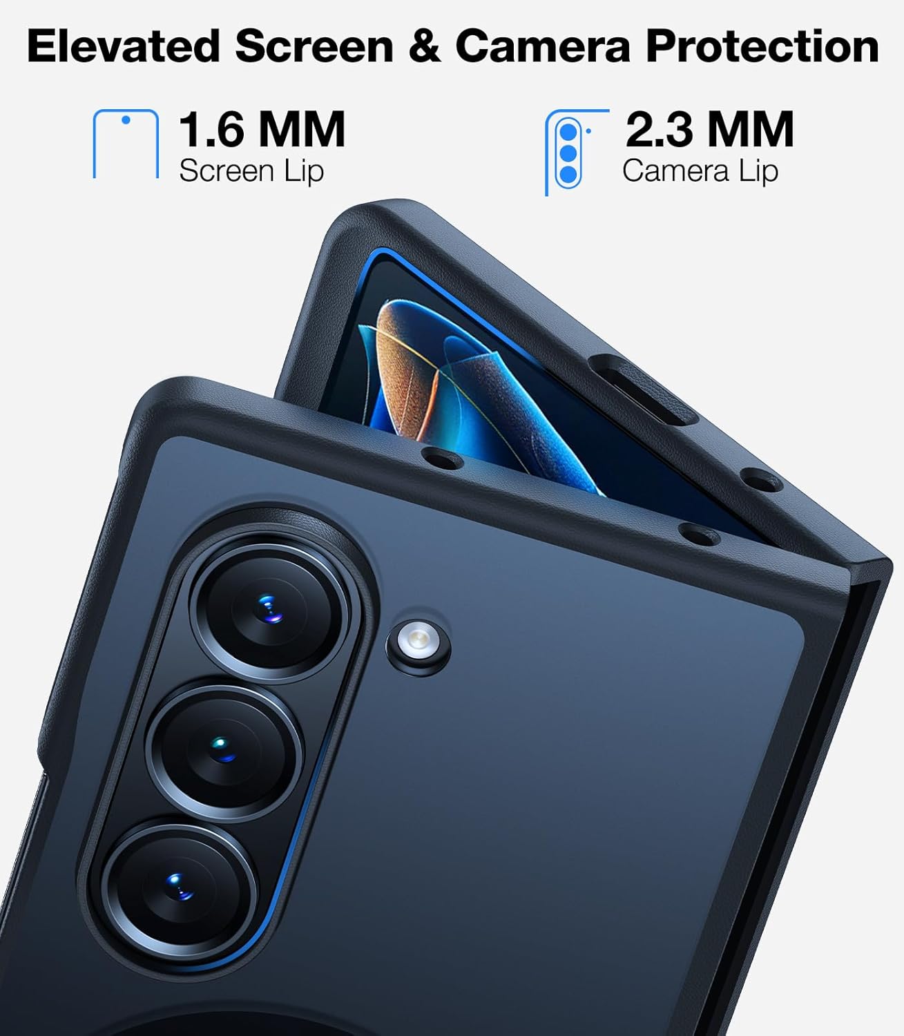 TORRAS Upgraded Magnetic Shockproof for Samsung Galaxy Z Fold 6 Case with S Pen Holder, [Compatible with Magsafe] [Military Grade Drop Tested] Translucent Slim Phone Case for Samsung Z Fold 6, Black · v2