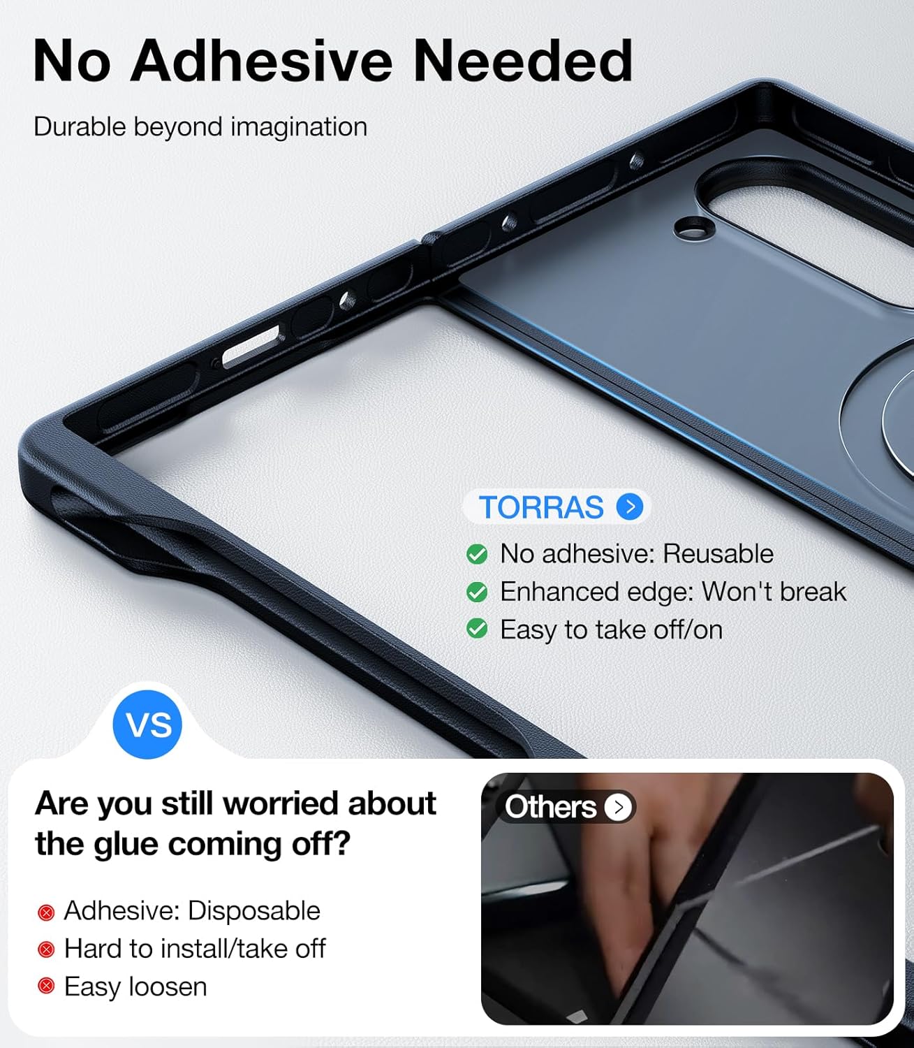 TORRAS Upgraded Magnetic Shockproof for Samsung Galaxy Z Fold 6 Case with S Pen Holder, [Compatible with Magsafe] [Military Grade Drop Tested] Translucent Slim Phone Case for Samsung Z Fold 6, Black · v2