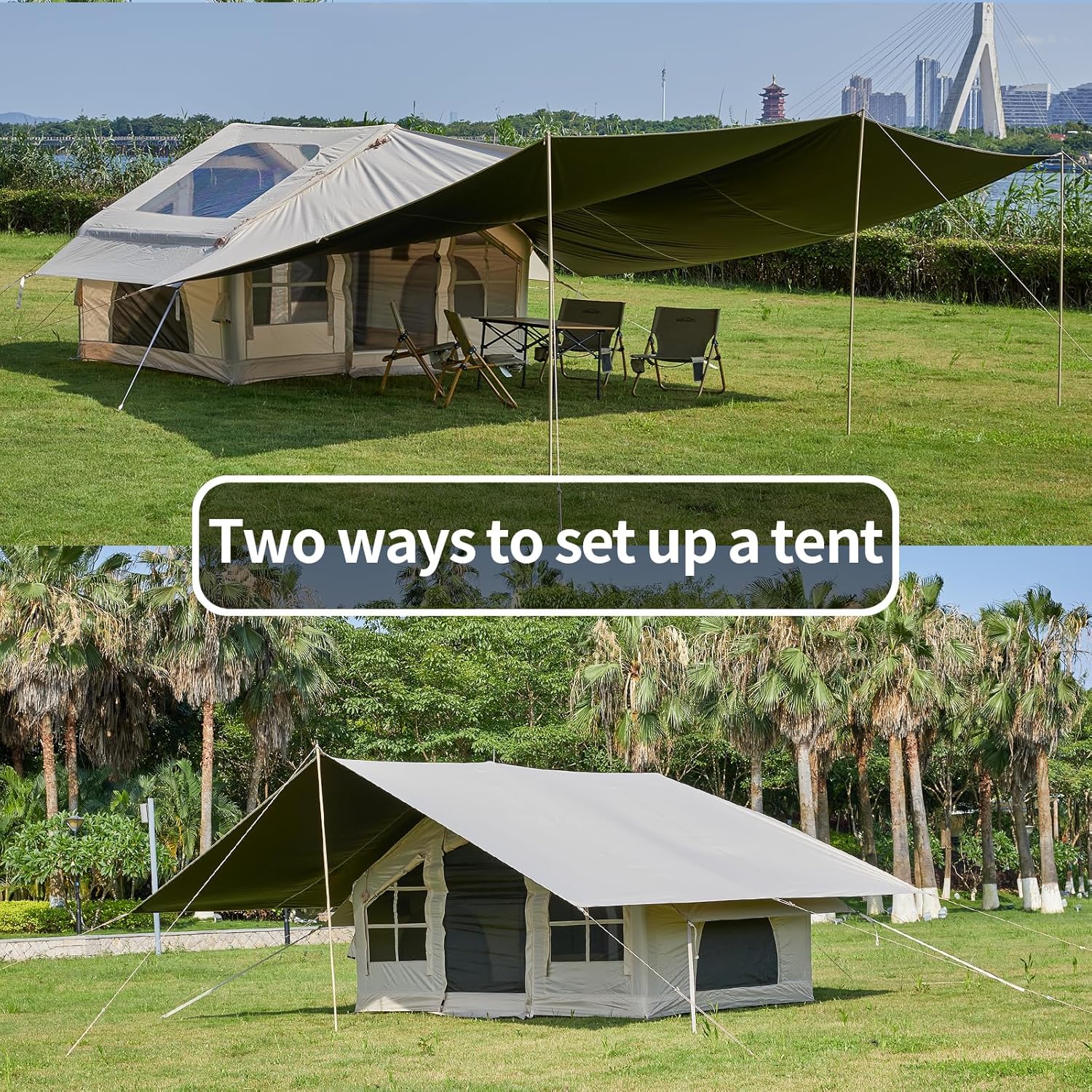 Inflatable Tent with Pump, 2-4-6 Person Instant Glamping Camping Tents House, Easy Setup Blow Up Family Tents for 4 Seasons Waterproof Inflatable Tent for Camping with Mesh Windows. · v5