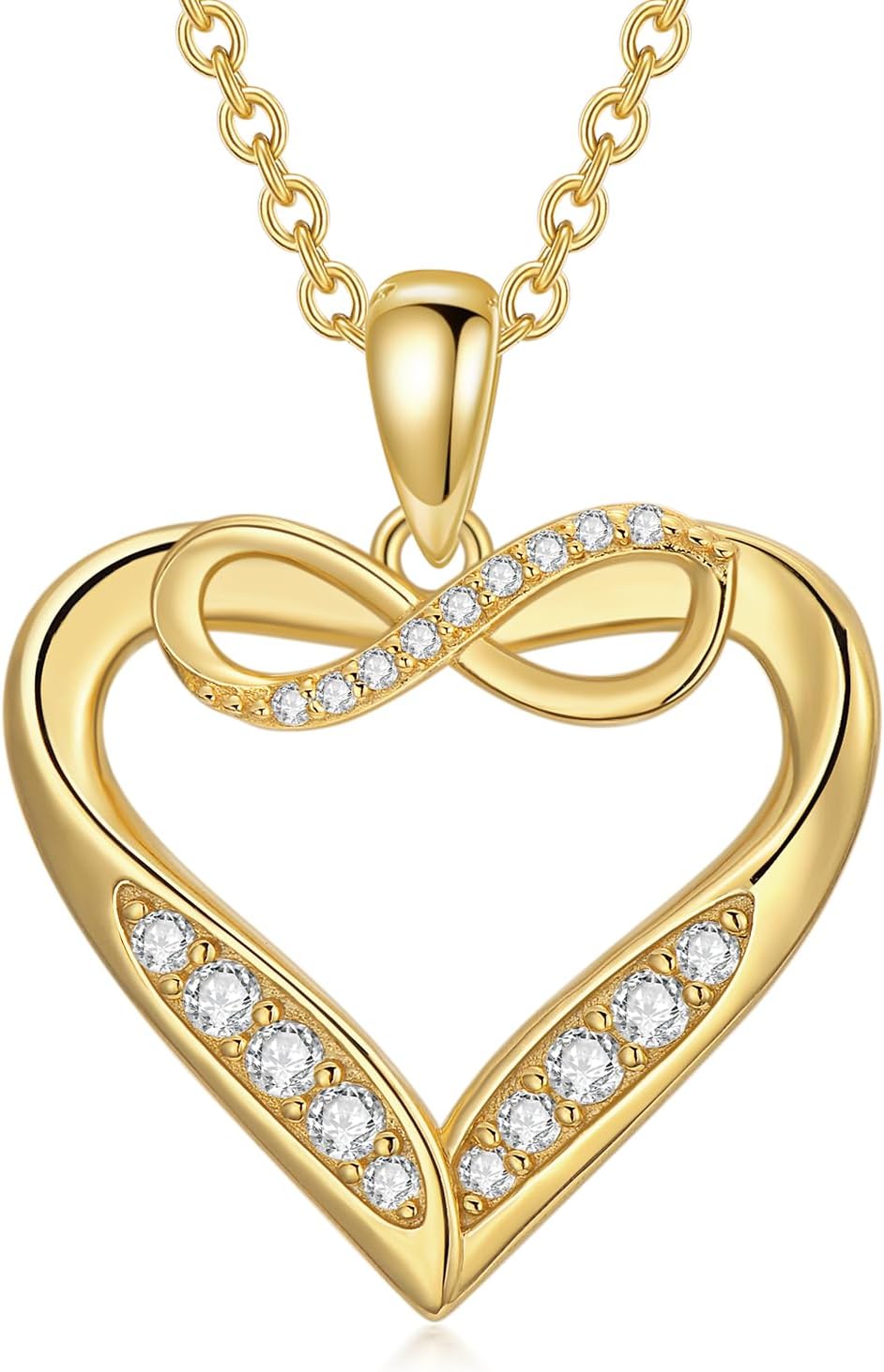 14k Gold Infinity Heart Necklace for Women, My Infinite Love Jewelry Birthday Christmas Gifts for Her Girlfriend Mom Wife 18 inches