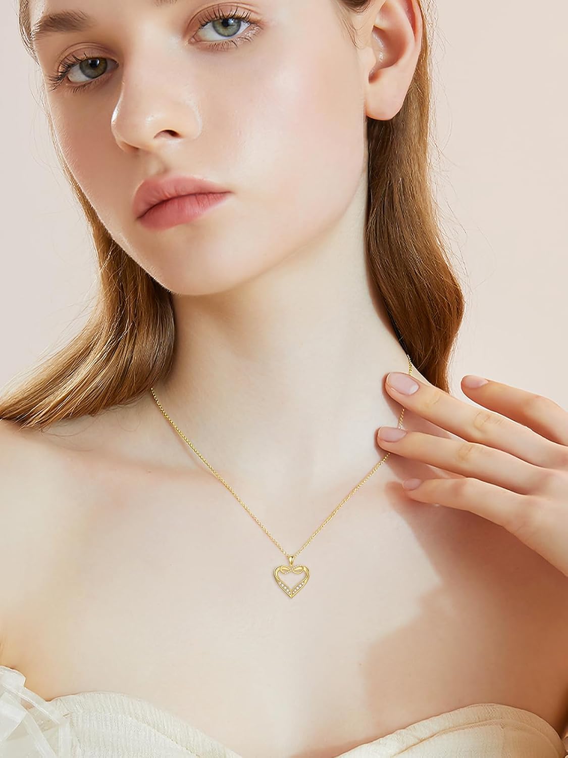 14k Gold Infinity Heart Necklace for Women, My Infinite Love Jewelry Birthday Christmas Gifts for Her Girlfriend Mom Wife 18 inches · v3