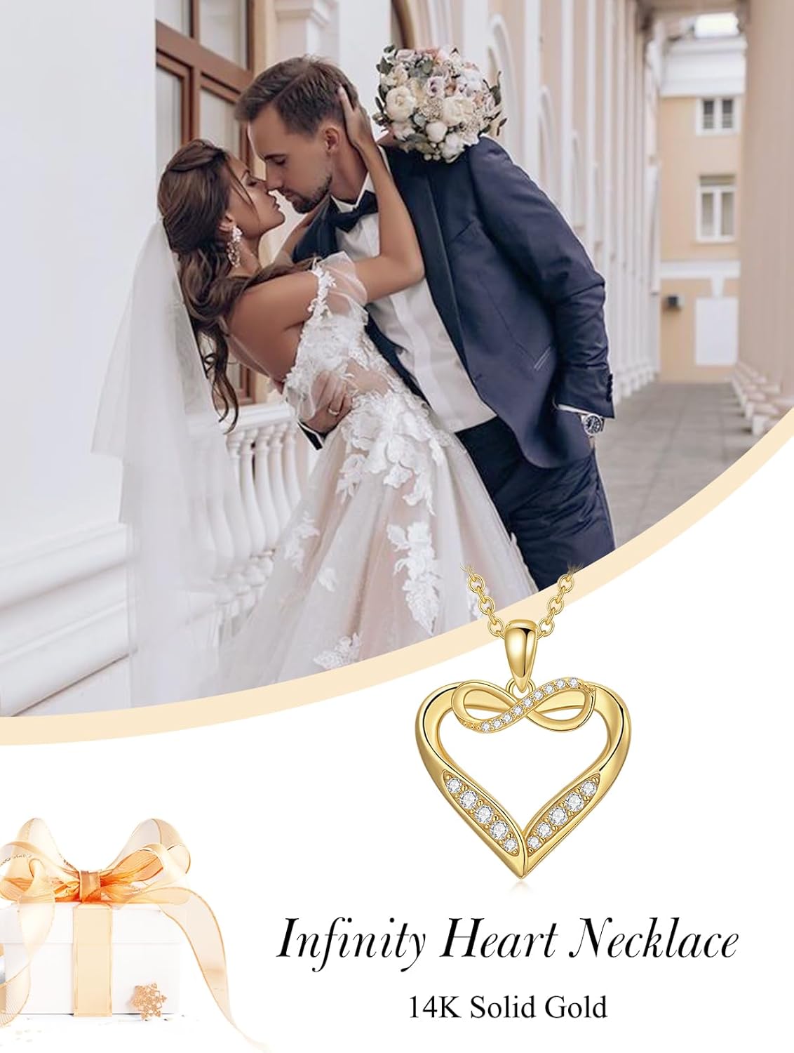 14k Gold Infinity Heart Necklace for Women, My Infinite Love Jewelry Birthday Christmas Gifts for Her Girlfriend Mom Wife 18 inches · v3