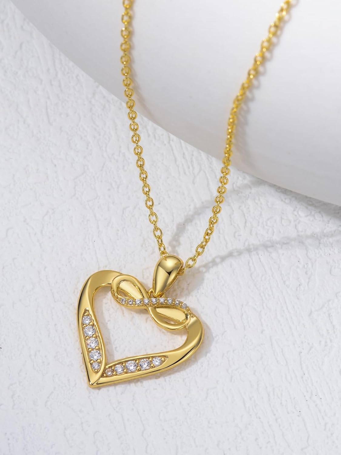 14k Gold Infinity Heart Necklace for Women, My Infinite Love Jewelry Birthday Christmas Gifts for Her Girlfriend Mom Wife 18 inches · v3