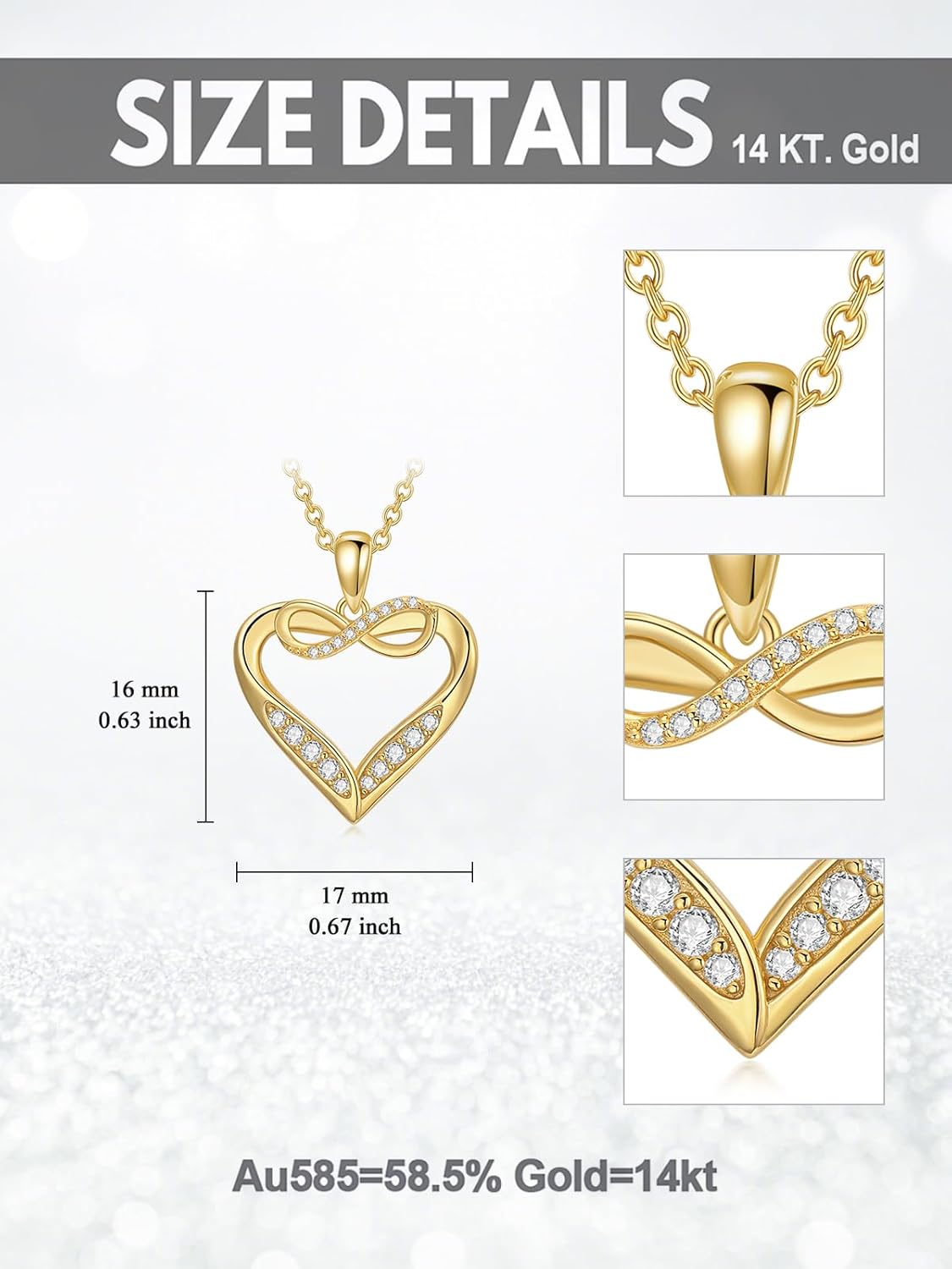 14k Gold Infinity Heart Necklace for Women, My Infinite Love Jewelry Birthday Christmas Gifts for Her Girlfriend Mom Wife 18 inches · v3