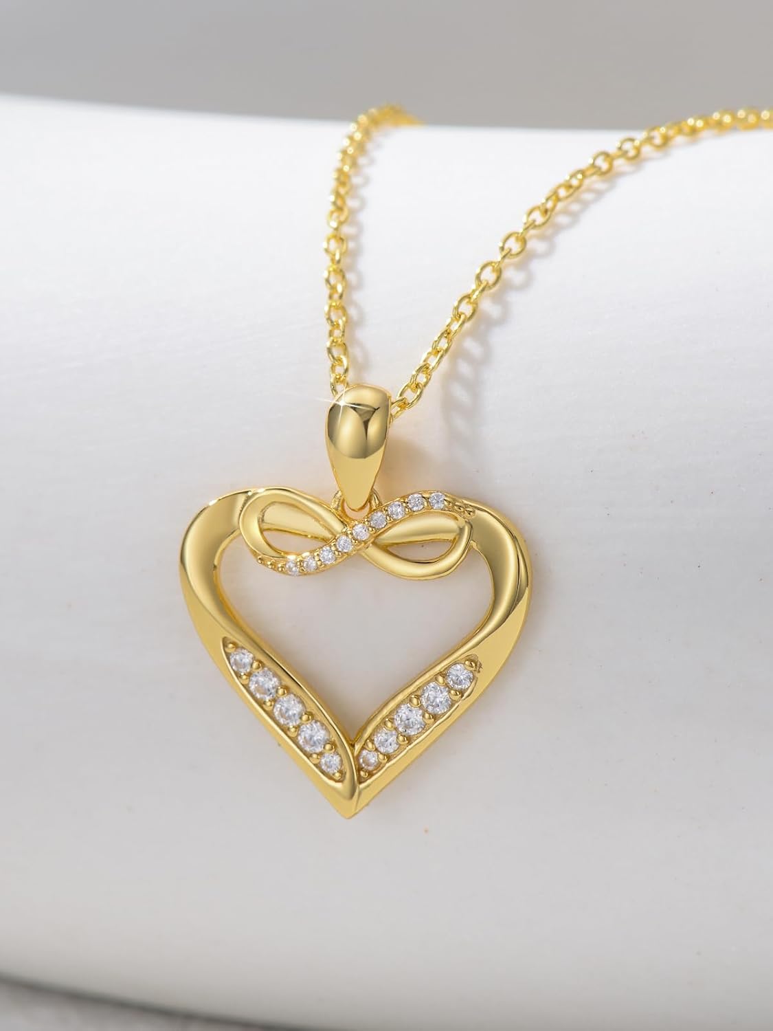 14k Gold Infinity Heart Necklace for Women, My Infinite Love Jewelry Birthday Christmas Gifts for Her Girlfriend Mom Wife 18 inches · v3