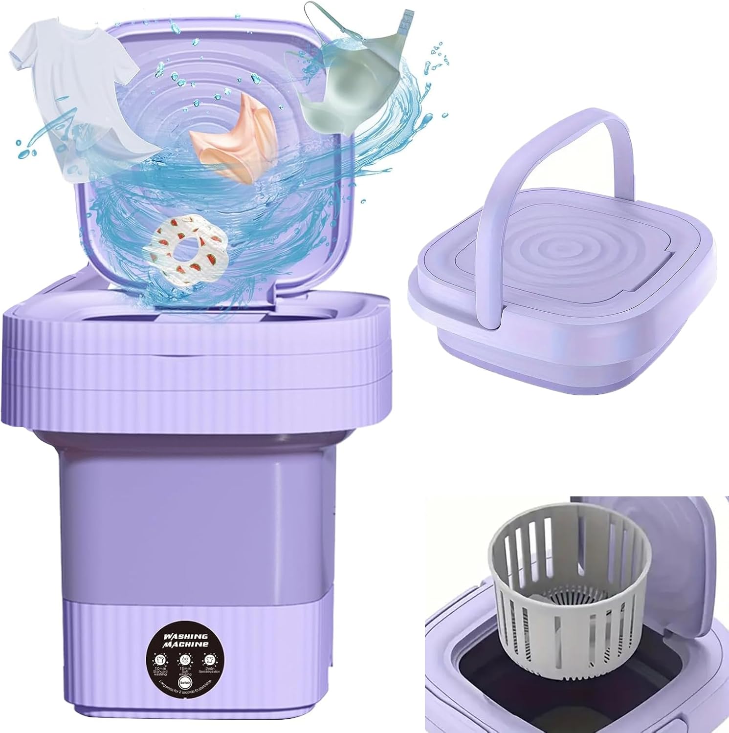 Mini Washing Machine 8L Portable Folding Washing Machine for Apartments,Dorm,Camping,RV,Travel Laundry,Deep Cleaning of underwear,baby clothes (Green)