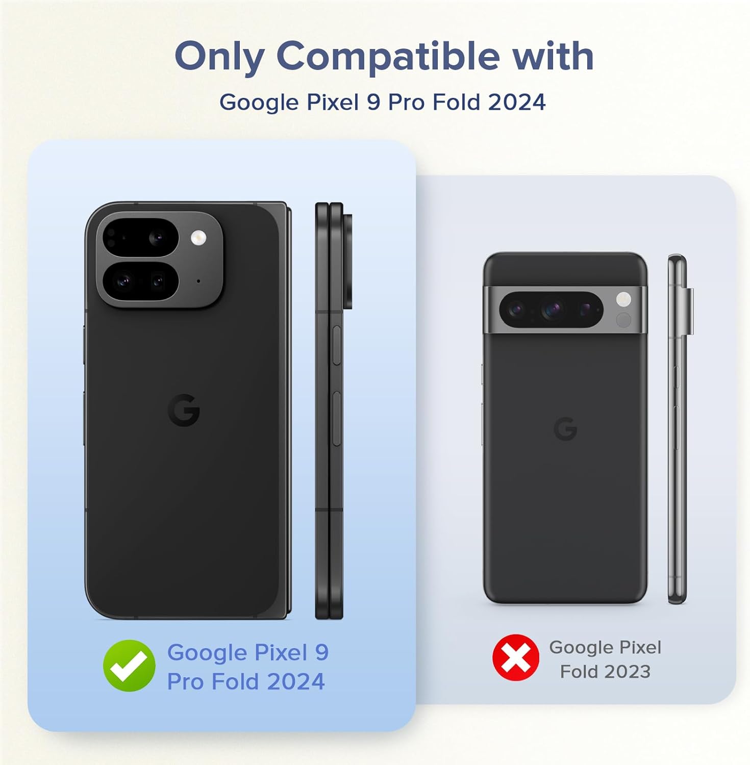 VEGO for Pixel 9 Pro Fold Case [Hinge Protection  Built-in Screen Protector], Rugged Hard Shell Anti-Scratch Shockproof Full-Body Protection Slim Fit Phone Case for Googel Pixel 9 Pro Fold 2024-Blue · v9