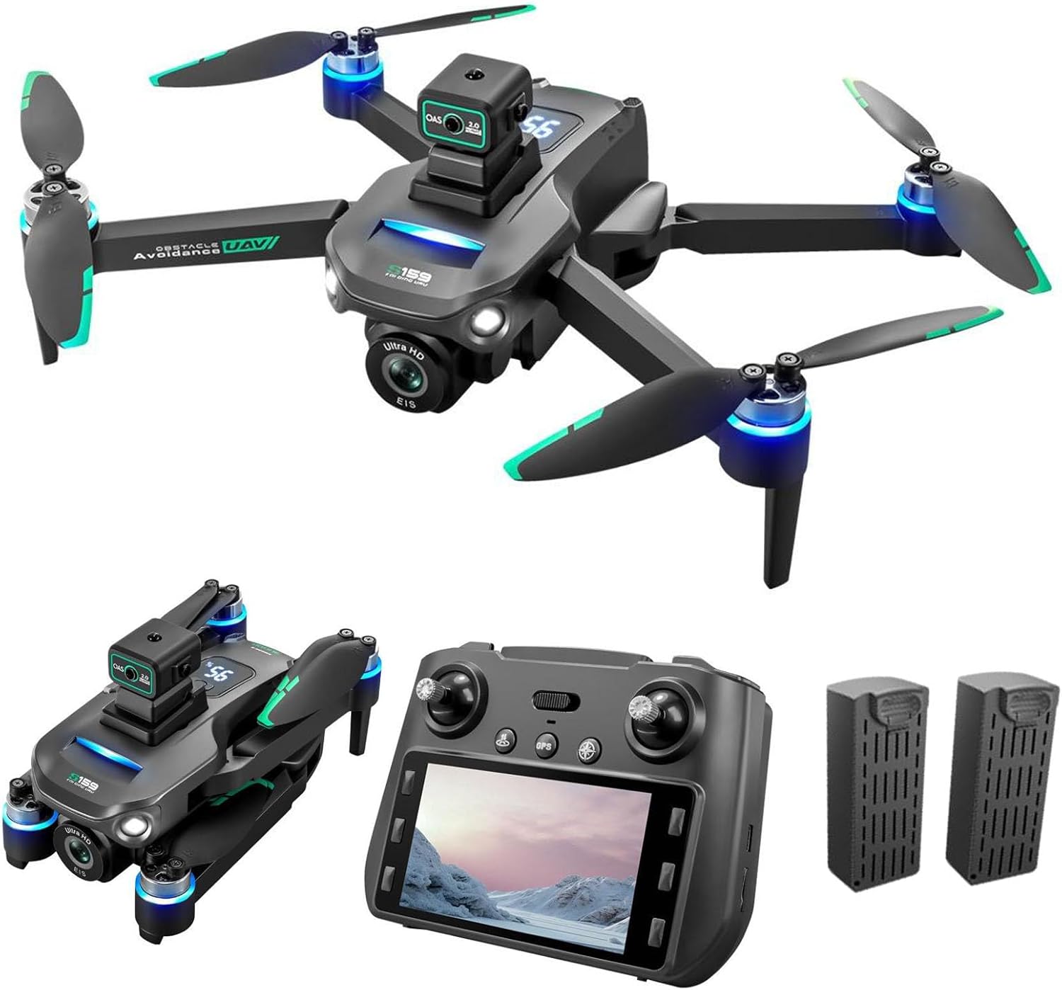 Drone 4K con controller dello schermo, drone quadricottero RC FPV WiFi 5G per adulti, drone GPS intelligente con 50 minuti di tempo di volo più lungo, prevenzione degli ostacoli, decollo/atterraggio con un tasto, Follow Me e scheda SD 8G inclusa