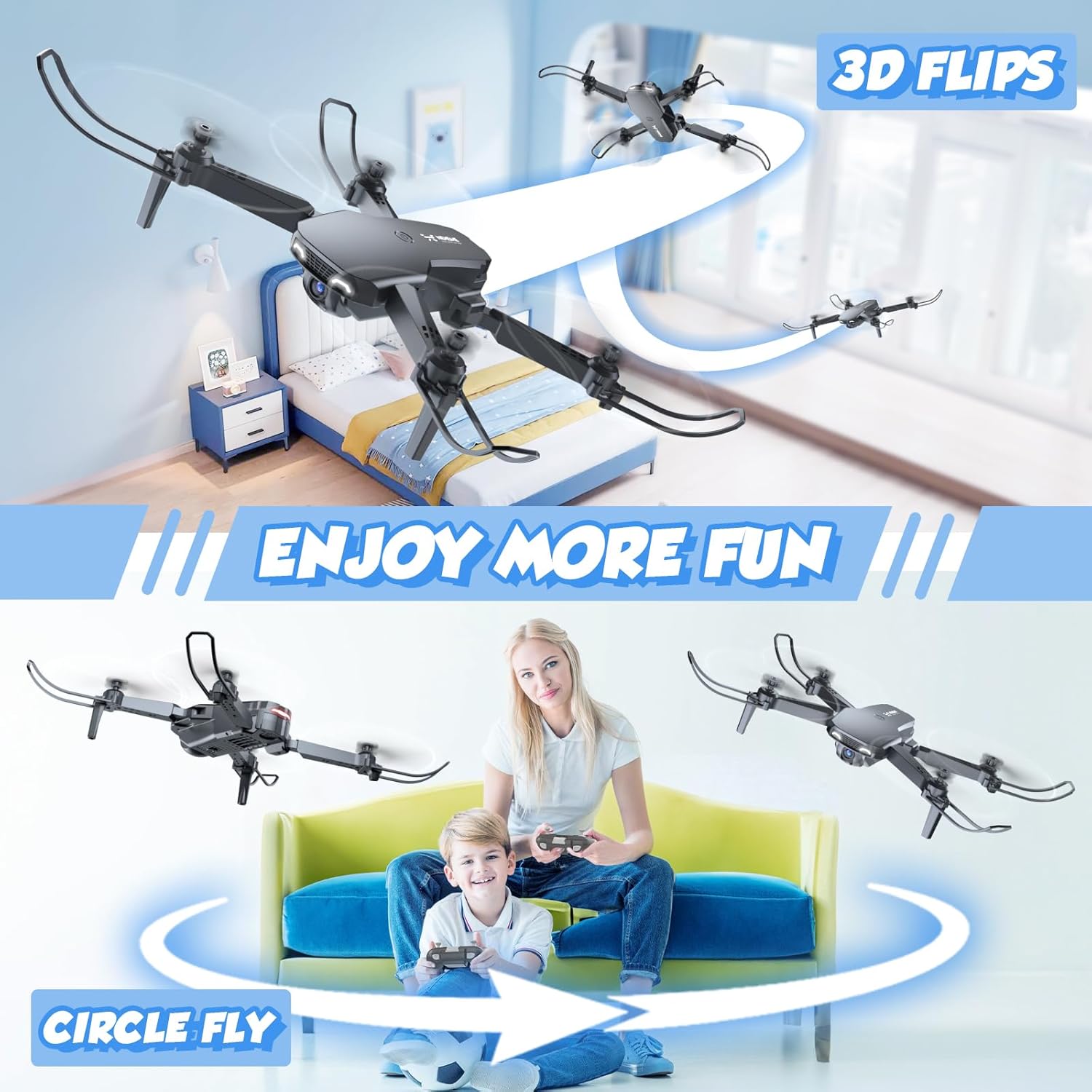 Drones for Kids with Camera - Remote Control Helicopter Toys Gifts for Boys Girls, 1080P HD FPV Mini Drone for Adults, RC Quadcopter with One Key Start/Land, Altitude Hold, Gesture Selfie, 2 Batteries · v4