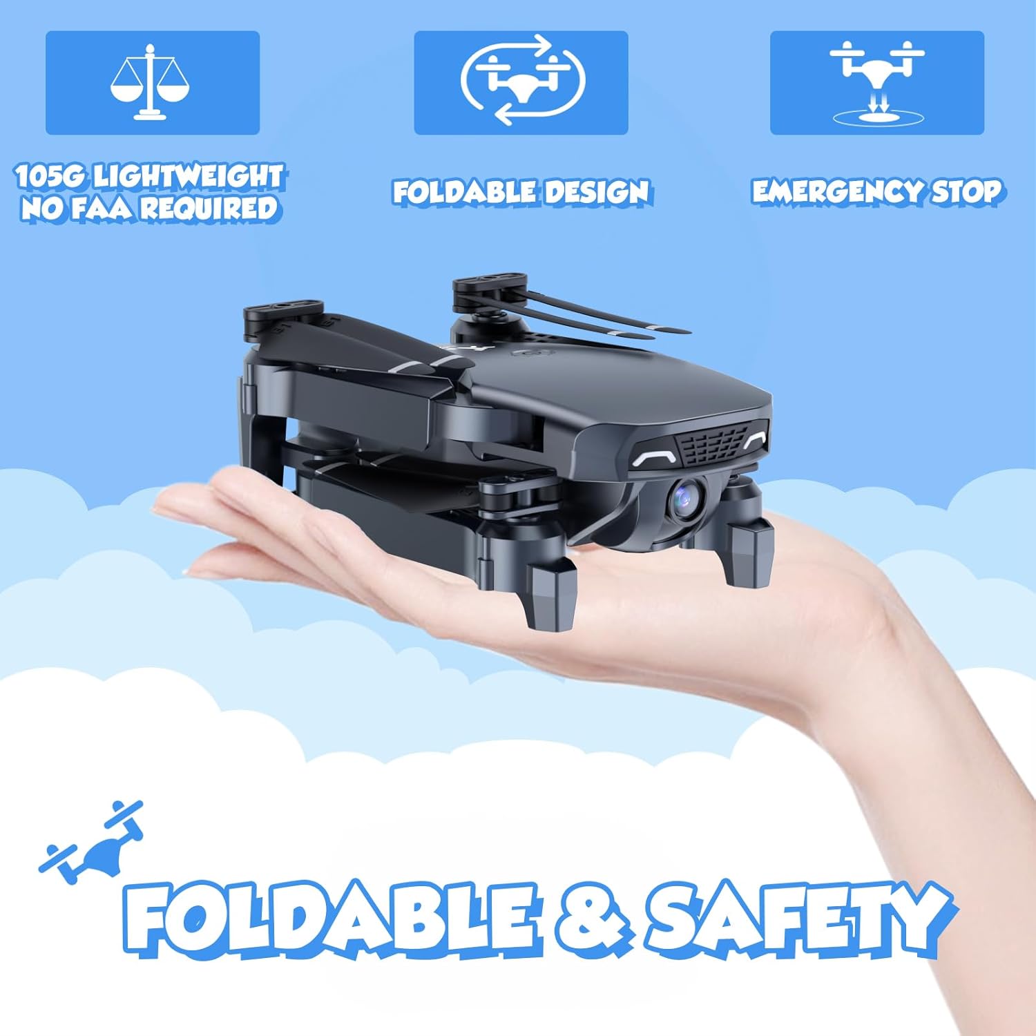 Drones for Kids with Camera - Remote Control Helicopter Toys Gifts for Boys Girls, 1080P HD FPV Mini Drone for Adults, RC Quadcopter with One Key Start/Land, Altitude Hold, Gesture Selfie, 2 Batteries · v4