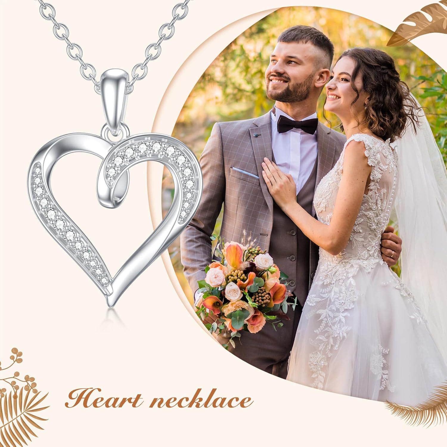 Solid 14K Gold Heart Pendant Necklace with Moissanite Diamond Birthday Anniversary Mothers Day Gift for Mom Jewelry for Her Wife Grandma,16 2 Inch · v4