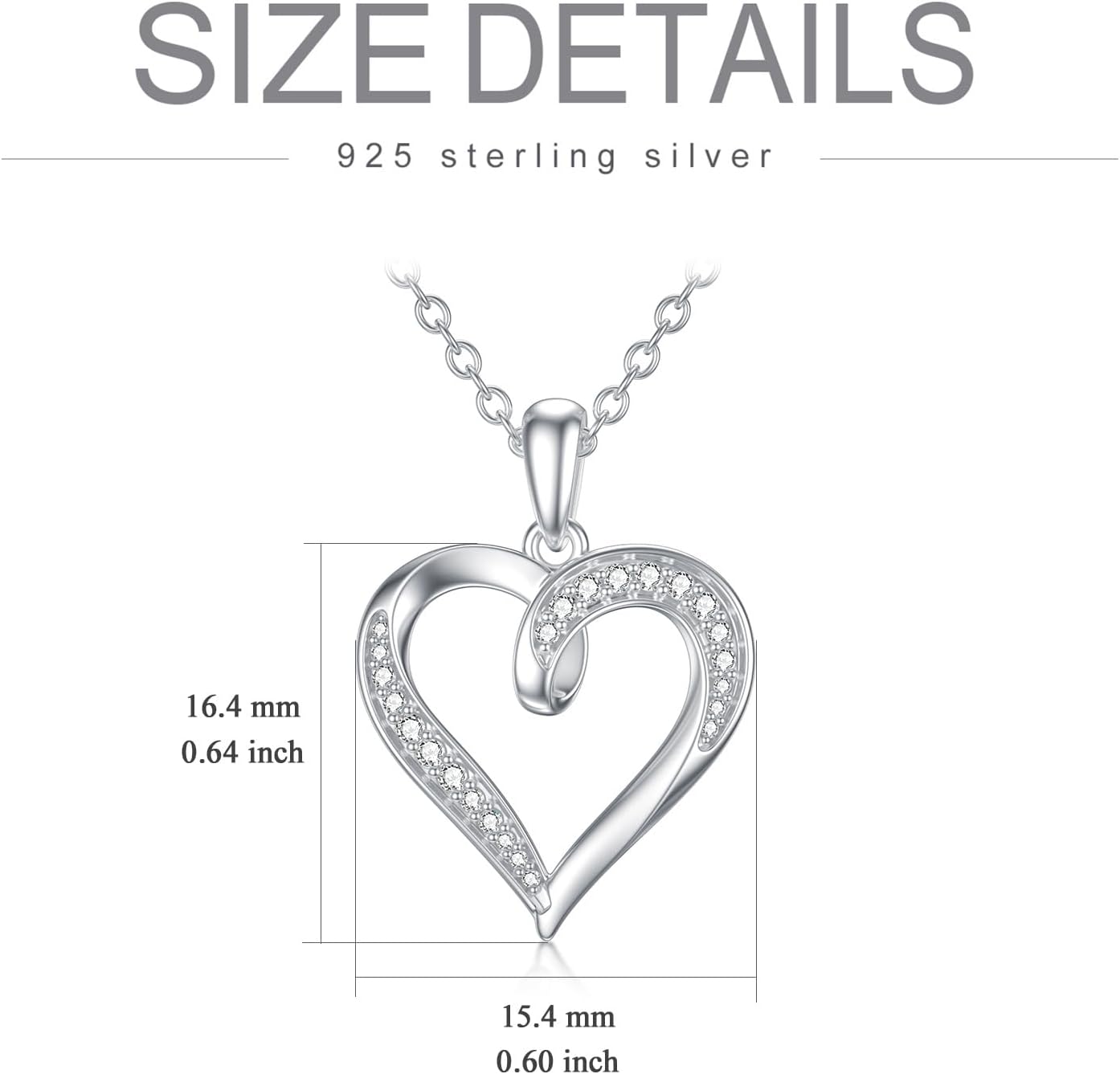Solid 14K Gold Heart Pendant Necklace with Moissanite Diamond Birthday Anniversary Mothers Day Gift for Mom Jewelry for Her Wife Grandma,16 2 Inch · v4