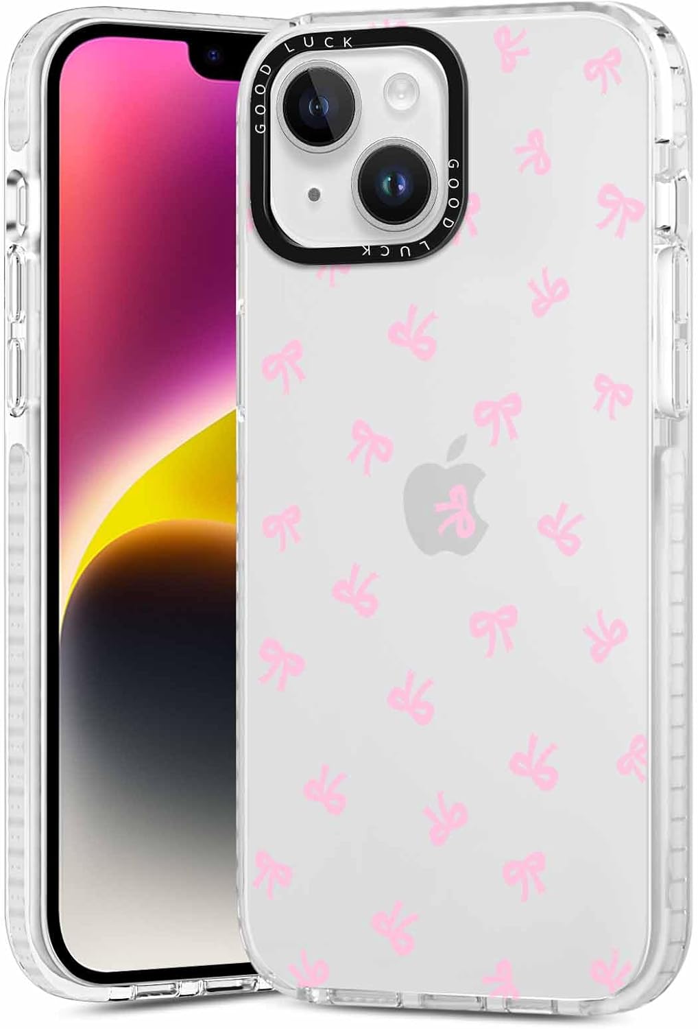 Simpatica custodia per telefono Clear Bow per iPhone 14 Plus da 6,7 pollici, custodia protettiva in TPU antiurto estetica alla moda morbida e sottile alla moda per donne e ragazze-Bow