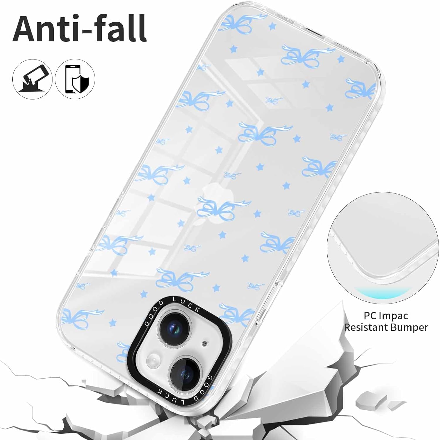 Simpatica custodia per telefono Clear Bow per iPhone 14 Plus da 6,7 pollici, custodia protettiva in TPU antiurto estetica alla moda morbida e sottile alla moda per donne e ragazze-Bow