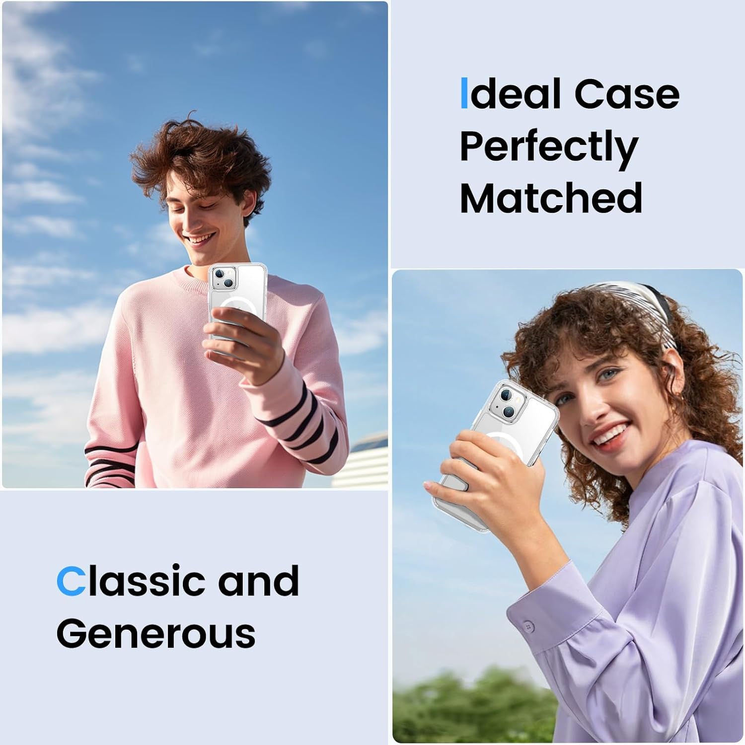 Temdan for iPhone 13 Case Clear, [Compatible with Magsafe][Anti-Yellowing][Military-Grade Protection] Shockproof Slim Phone Case for iPhone 13, Clear