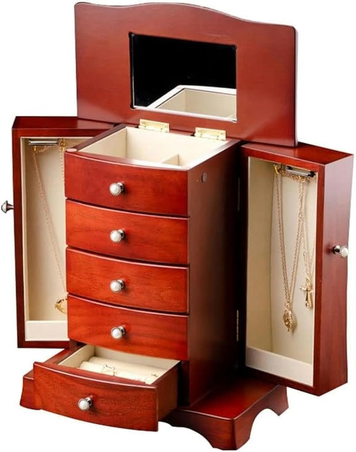 Makeup Organizers Wooden Jewelry Box Multi-Layer Drawer Storage Box Ring Earring Necklace Bracelet Watch Small Jewelry Storage Box Retro Jewelry Box~/