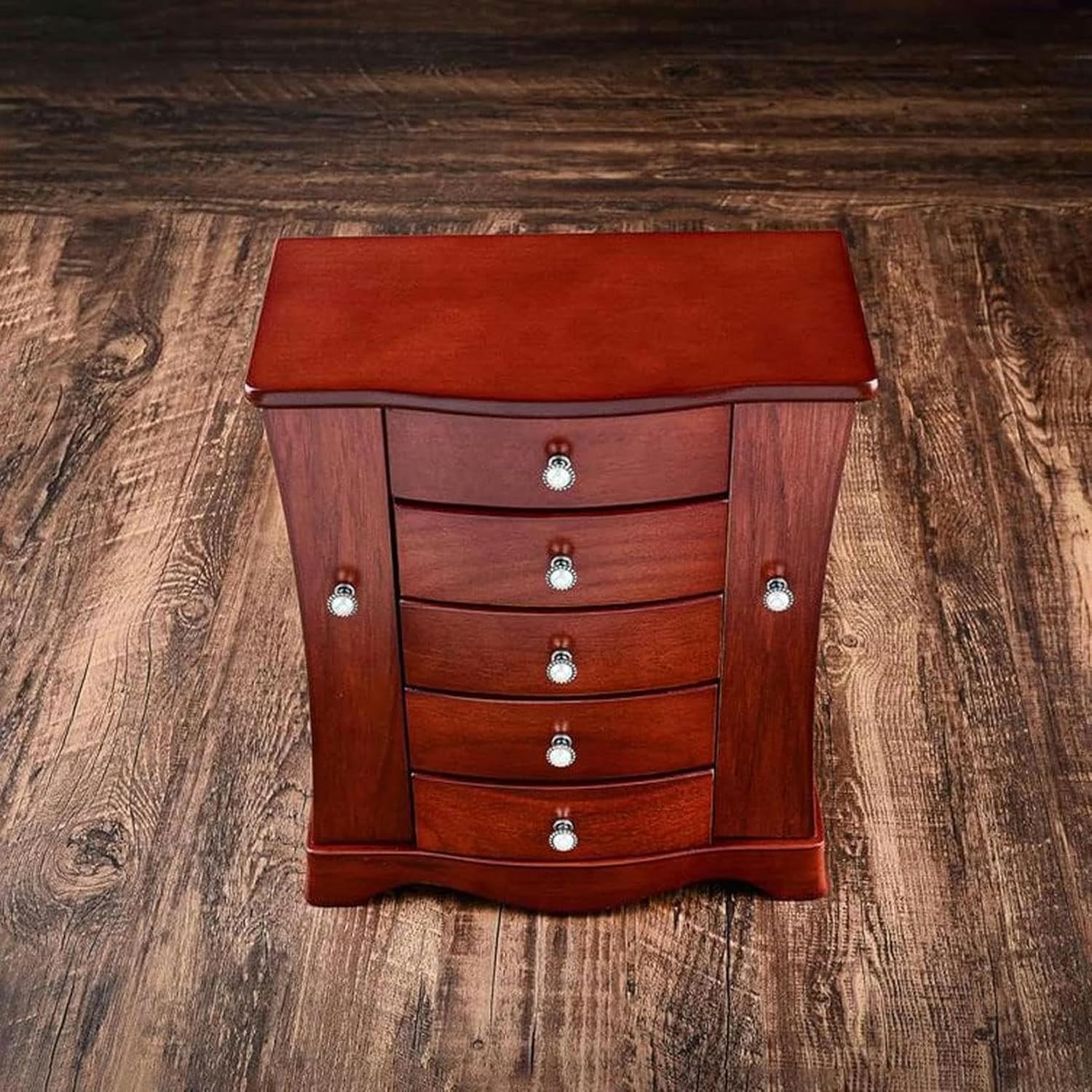 Makeup Organizers Wooden Jewelry Box Multi-Layer Drawer Storage Box Ring Earring Necklace Bracelet Watch Small Jewelry Storage Box Retro Jewelry Box~/