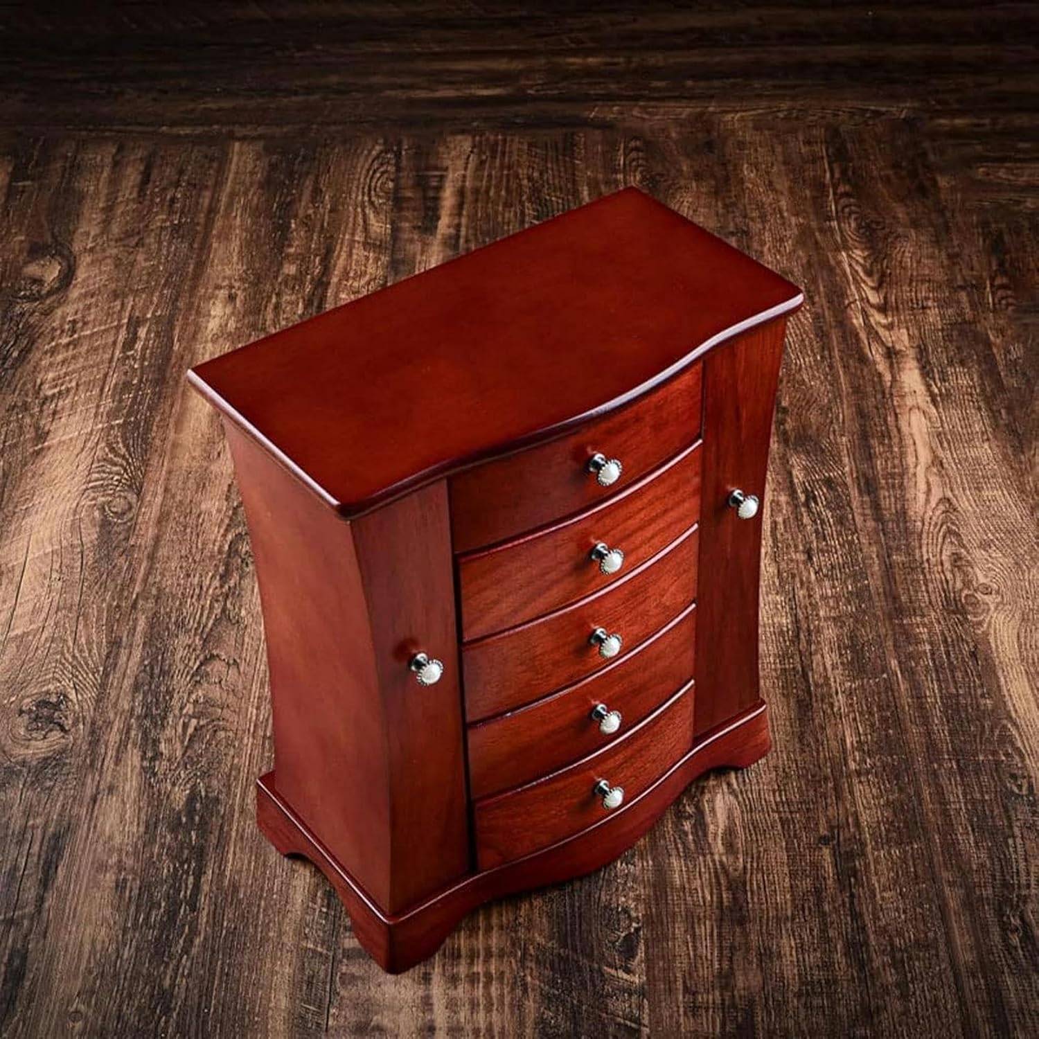 Makeup Organizers Wooden Jewelry Box Multi-Layer Drawer Storage Box Ring Earring Necklace Bracelet Watch Small Jewelry Storage Box Retro Jewelry Box~/
