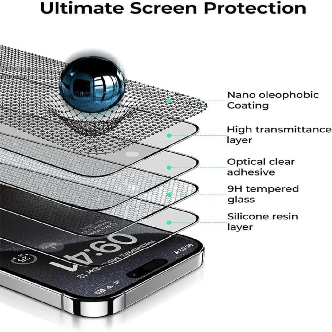 JETa Imports - For iPhone 16 Pro Max/16 Screen Protector ESD Anti-Static - Tempered Glass 9H Hardness HD Clear - Full Coverage 3 Pack (iPhone 16 Pro) · v2