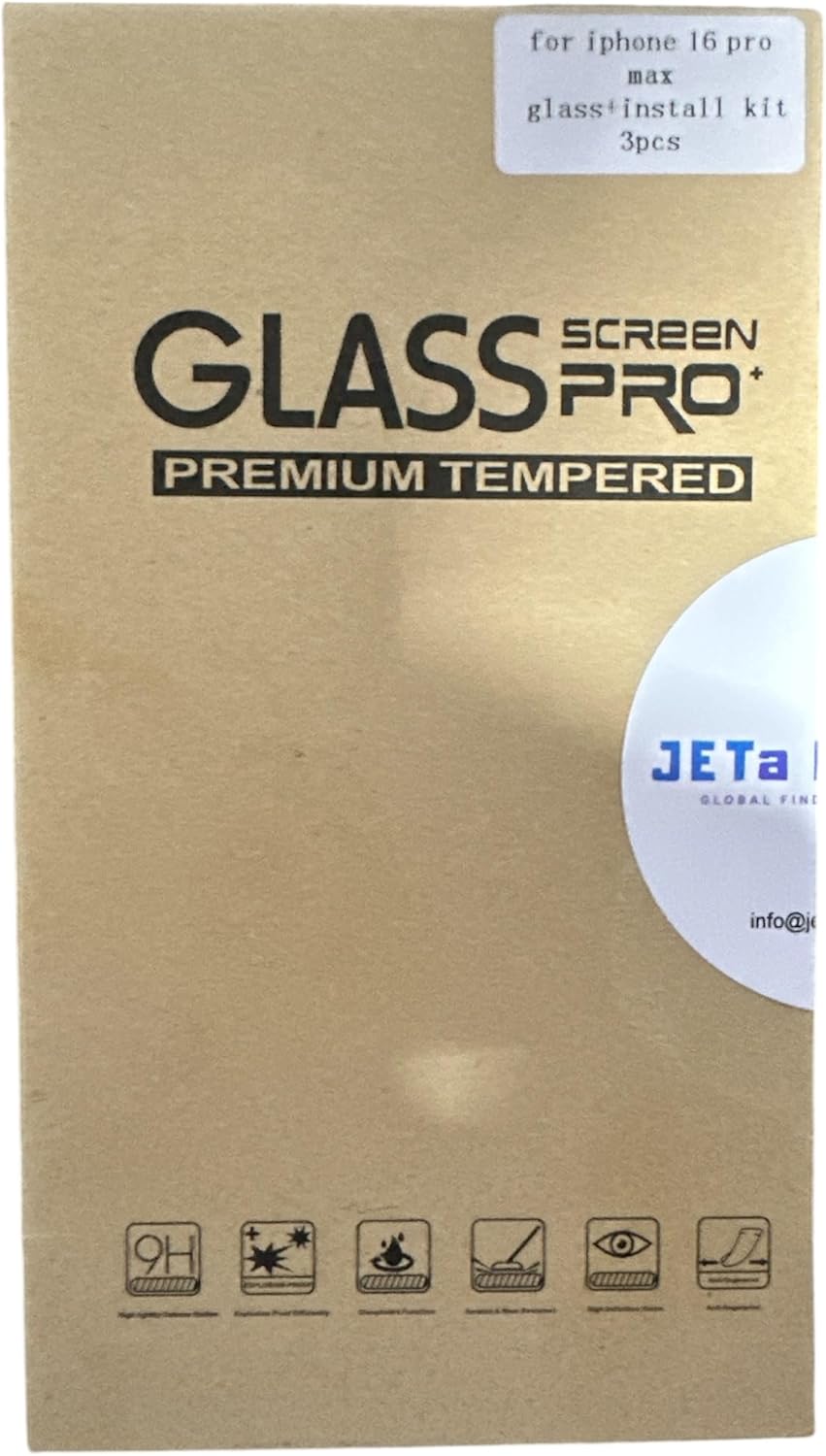 JETa Imports - For iPhone 16 Pro Max/16 Screen Protector ESD Anti-Static - Tempered Glass 9H Hardness HD Clear - Full Coverage 3 Pack (iPhone 16 Pro) · v2