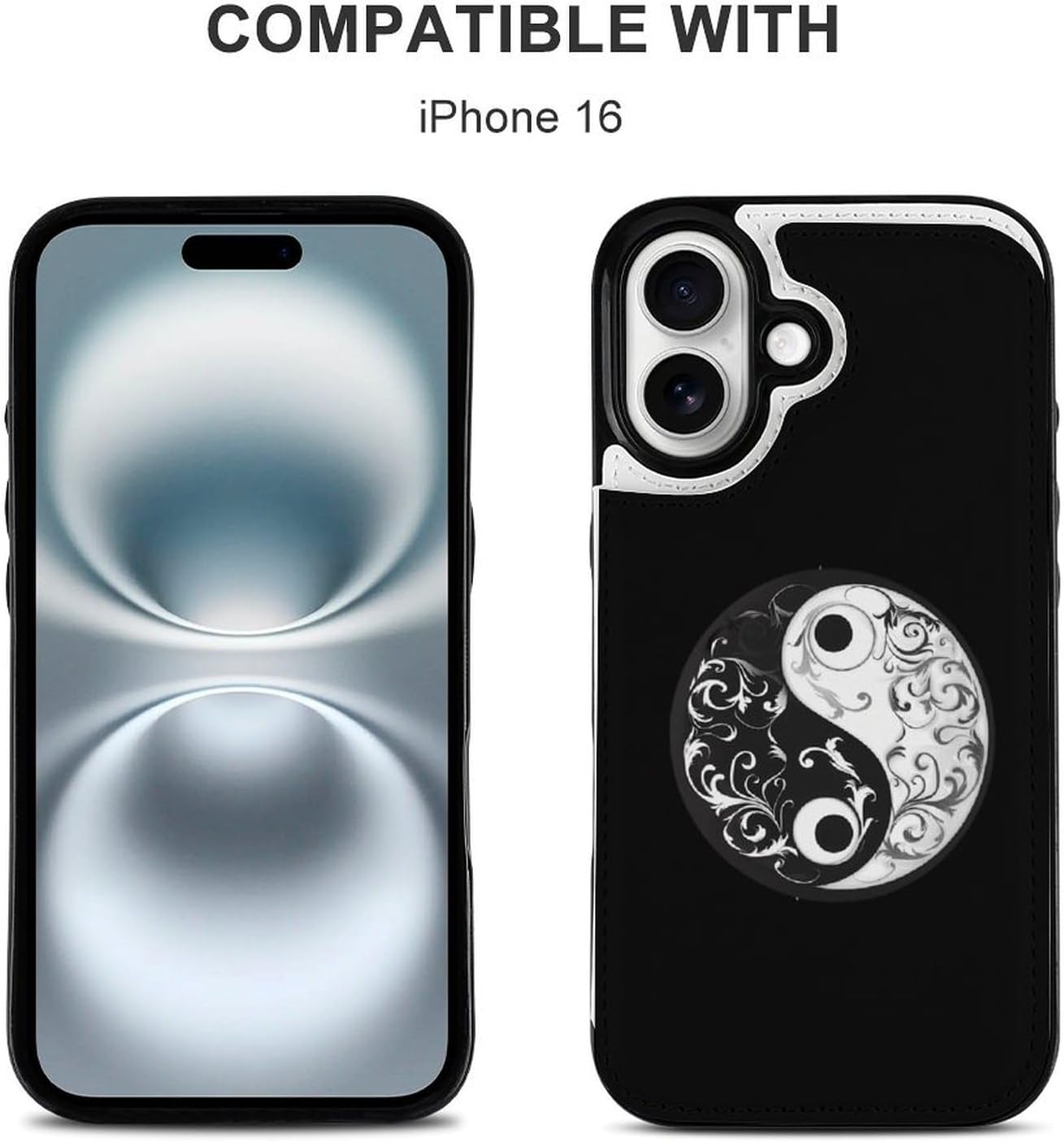 حافظة هاتف بشعار الطاوية Yin and Yang مع حامل بطاقات من مادة TPU المقاومة للصدمات متوافقة مع iPhone 16 iPhone 16