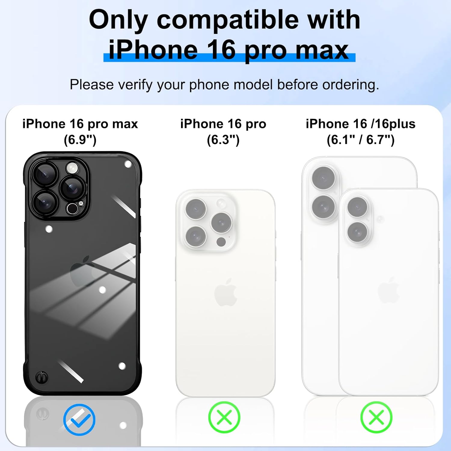 Frameless Phone case Compatible with iPhone 16 Pro Max Case Transparent Electroplated Black Frameless Design with Camera Lens Protection case · v2