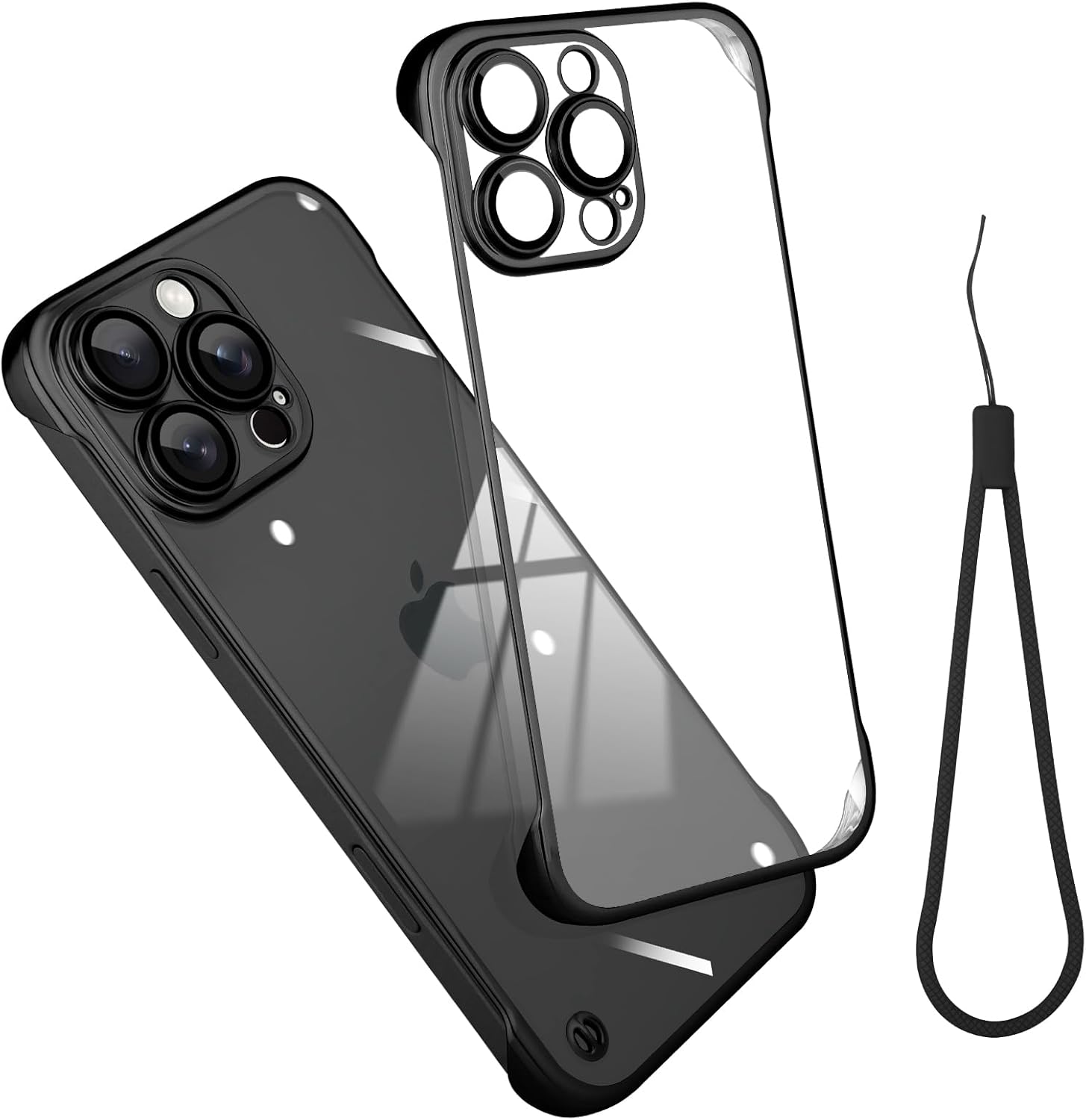 Frameless Phone case Compatible with iPhone 16 Pro Max Case Transparent Electroplated Black Frameless Design with Camera Lens Protection case · v2
