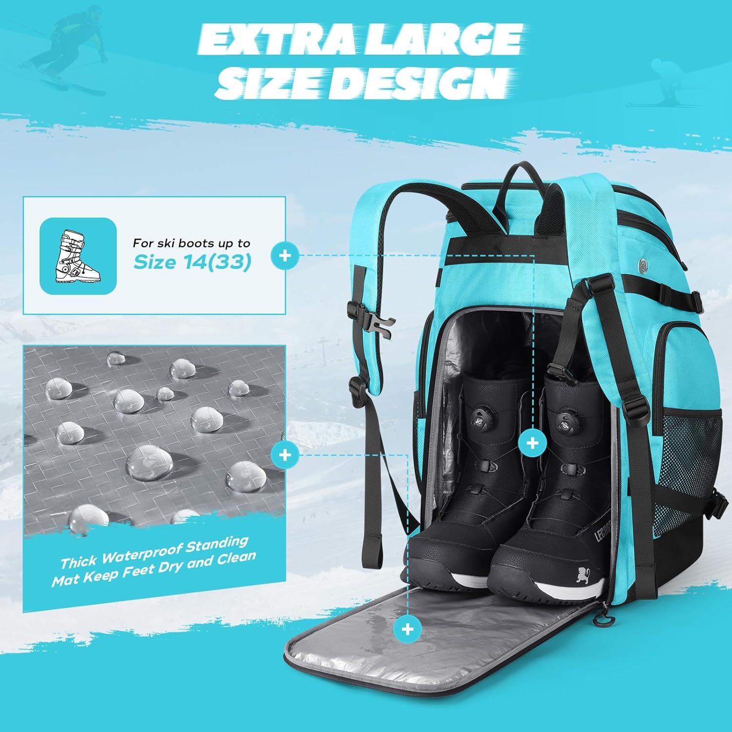 Maelstrom Ski Boot Bag,55L Large Ski Boots Travel Backpack for Men Women,Waterproof Snowboard Boot Bag for Skis Accessories · v3