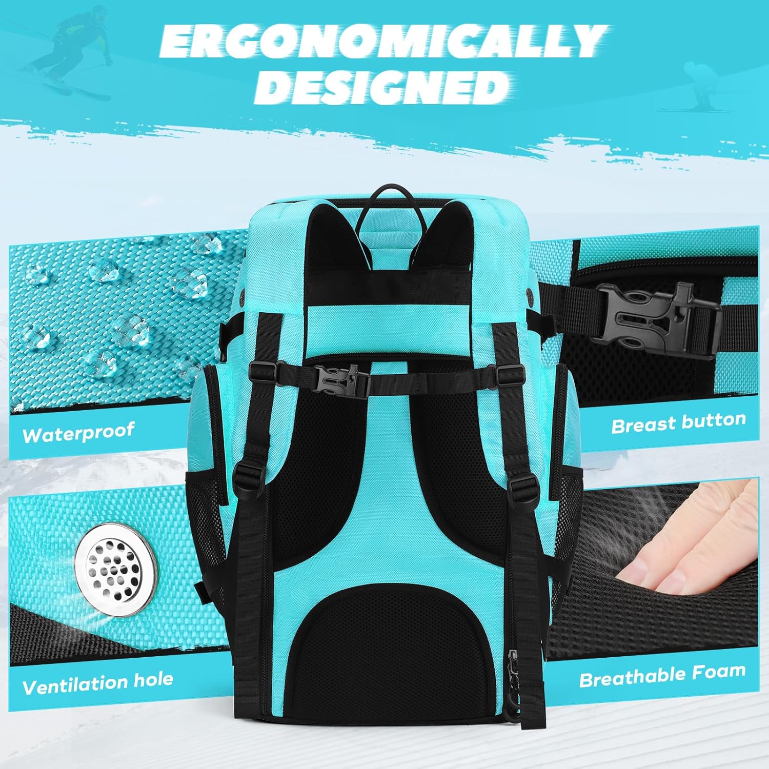 Maelstrom Ski Boot Bag,55L Large Ski Boots Travel Backpack for Men Women,Waterproof Snowboard Boot Bag for Skis Accessories · v3