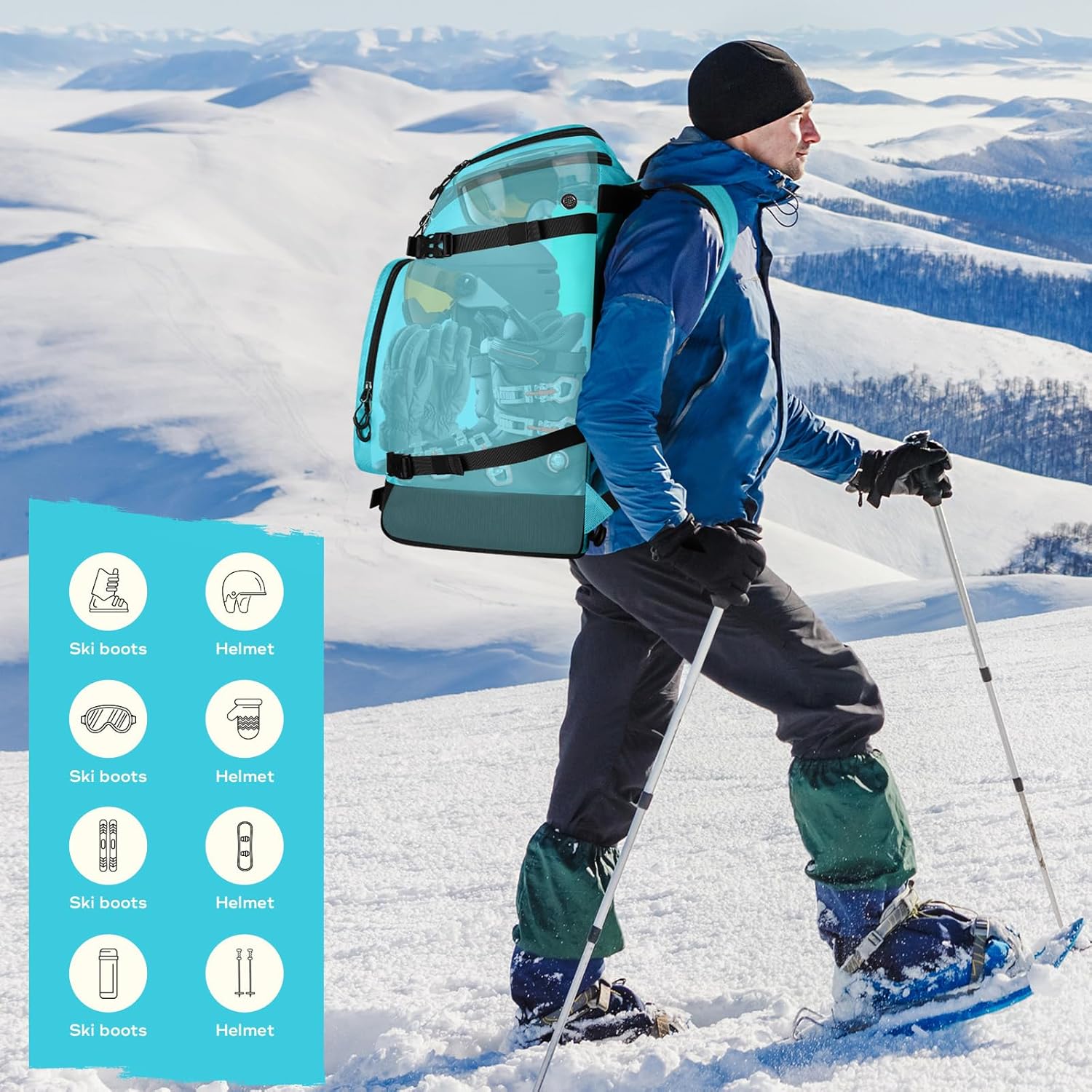 Maelstrom Ski Boot Bag,55L Large Ski Boots Travel Backpack for Men Women,Waterproof Snowboard Boot Bag for Skis Accessories · v3
