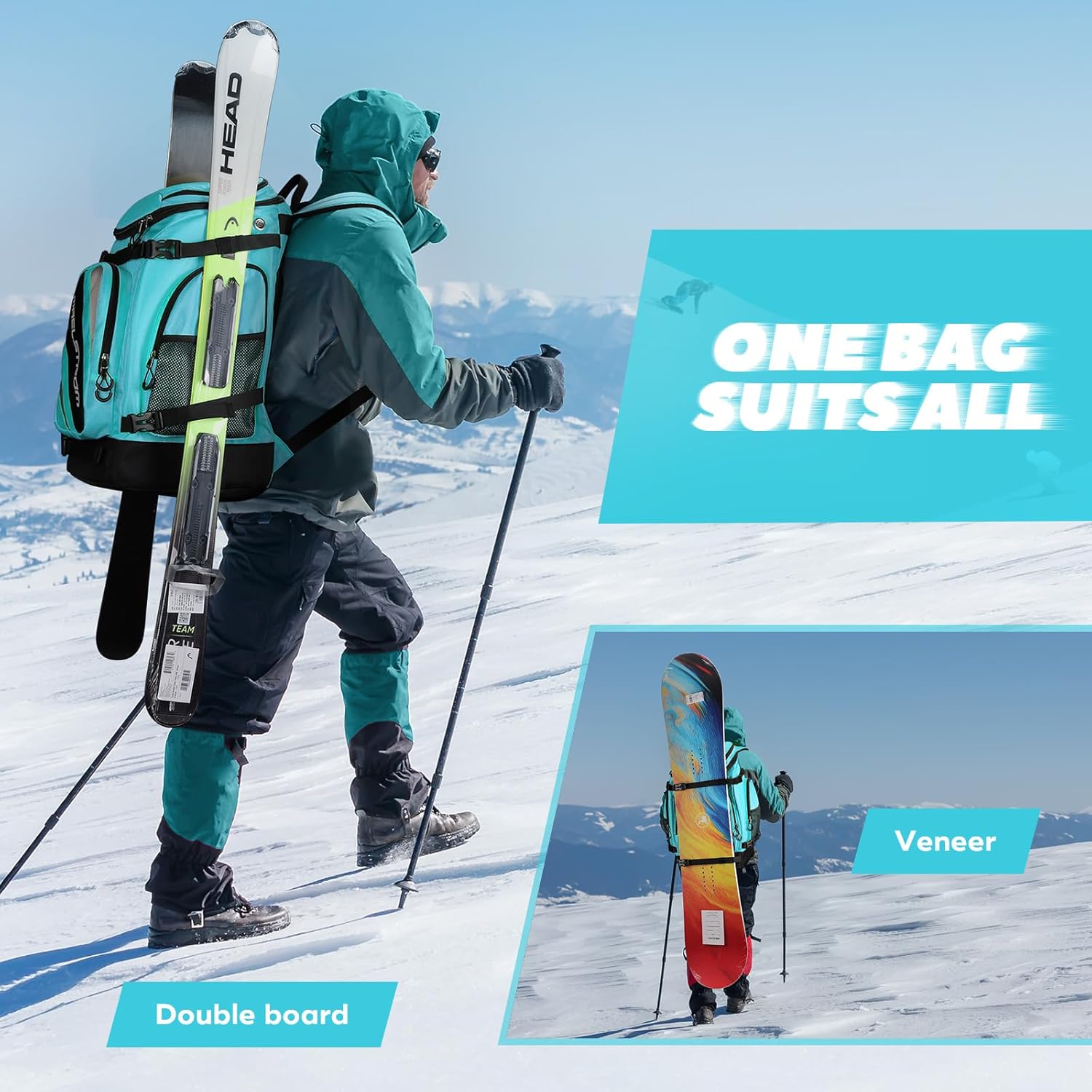 Maelstrom Ski Boot Bag,55L Large Ski Boots Travel Backpack for Men Women,Waterproof Snowboard Boot Bag for Skis Accessories · v3