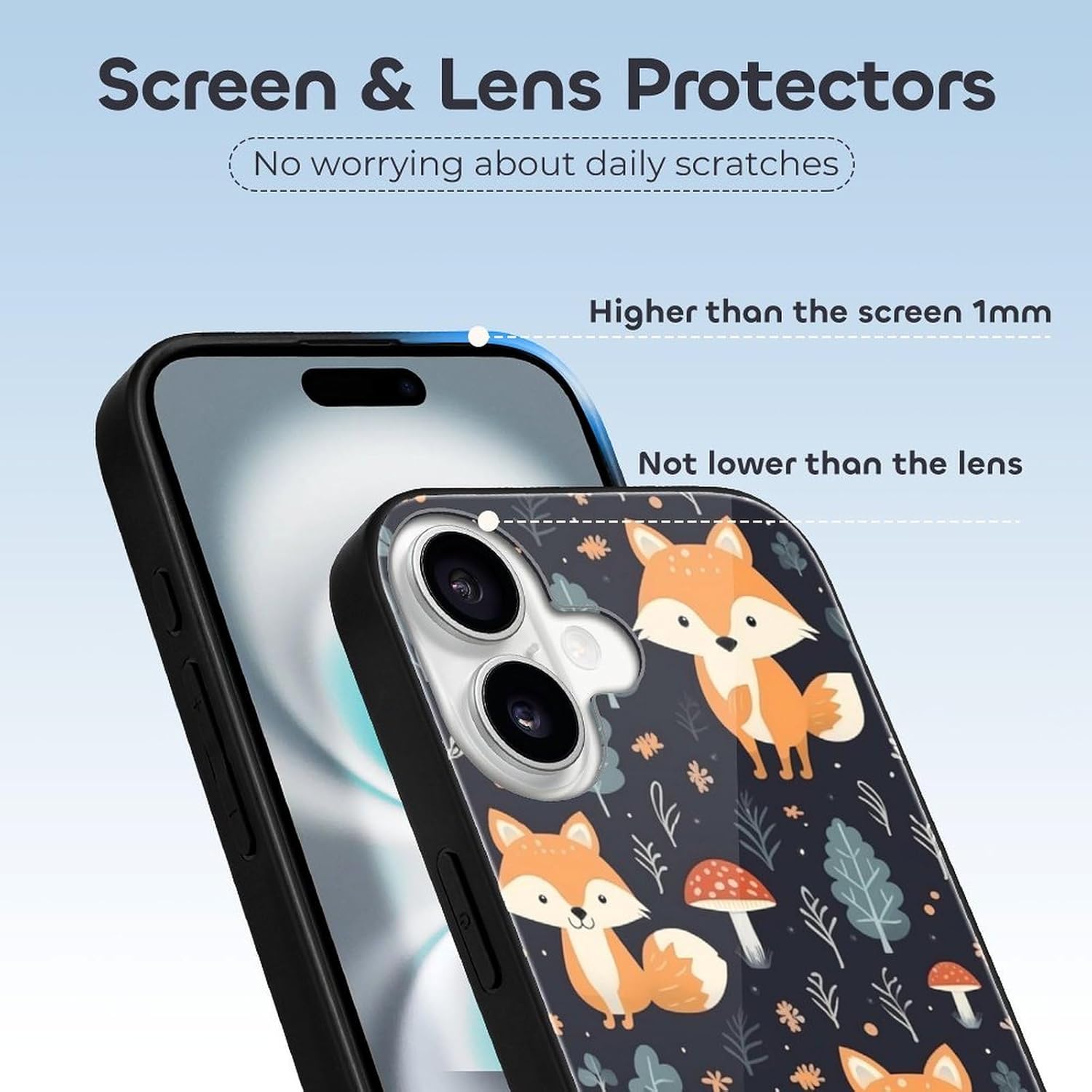 Cute Fox Phone Case Clear Phone Case Cover Non-Slip Protective Case Compatible with iPhone 16 iPhone 16 · v2