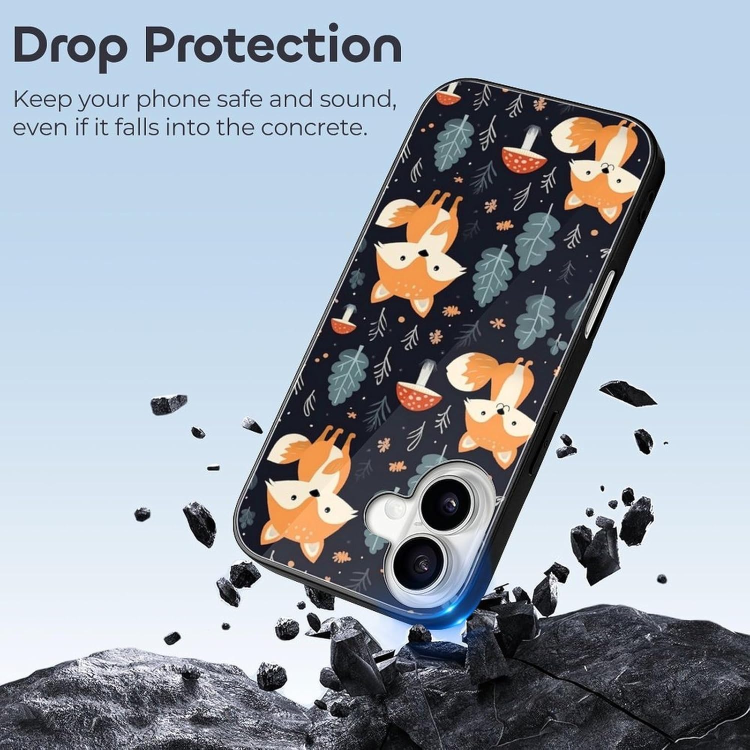 Cute Fox Phone Case Clear Phone Case Cover Non-Slip Protective Case Compatible with iPhone 16 iPhone 16 · v2