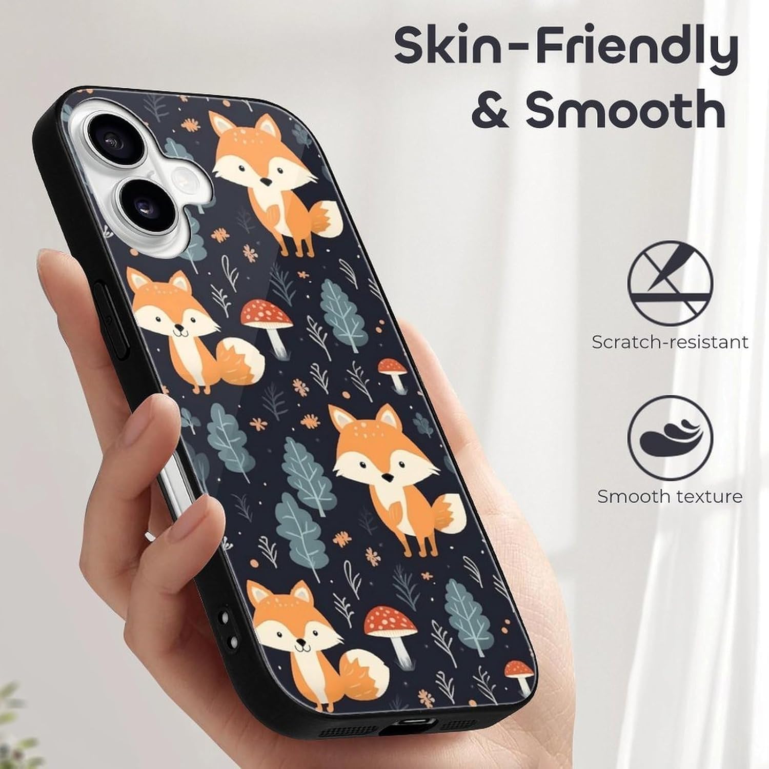 Cute Fox Phone Case Clear Phone Case Cover Non-Slip Protective Case Compatible with iPhone 16 iPhone 16 · v2