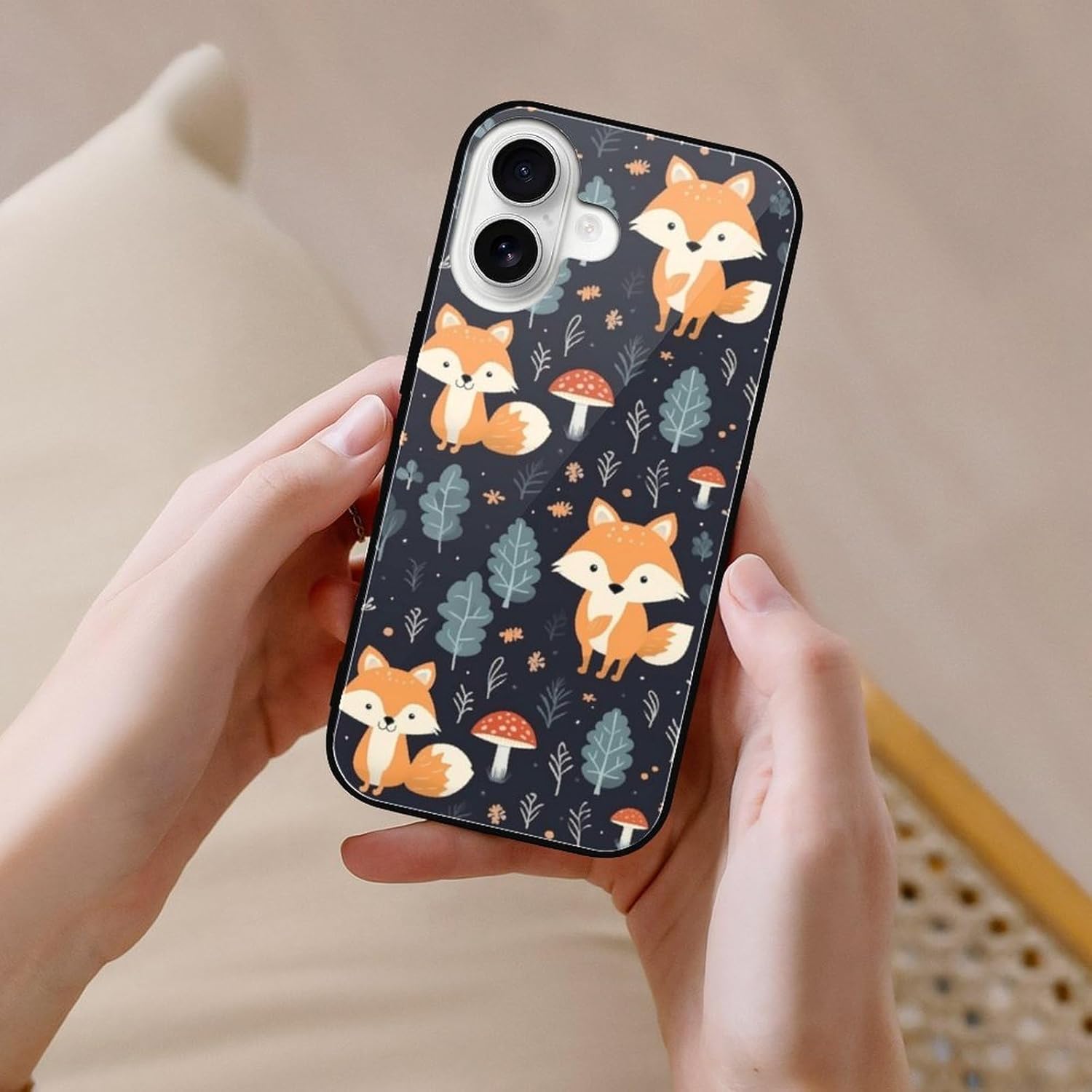 Cute Fox Phone Case Clear Phone Case Cover Non-Slip Protective Case Compatible with iPhone 16 iPhone 16 · v2