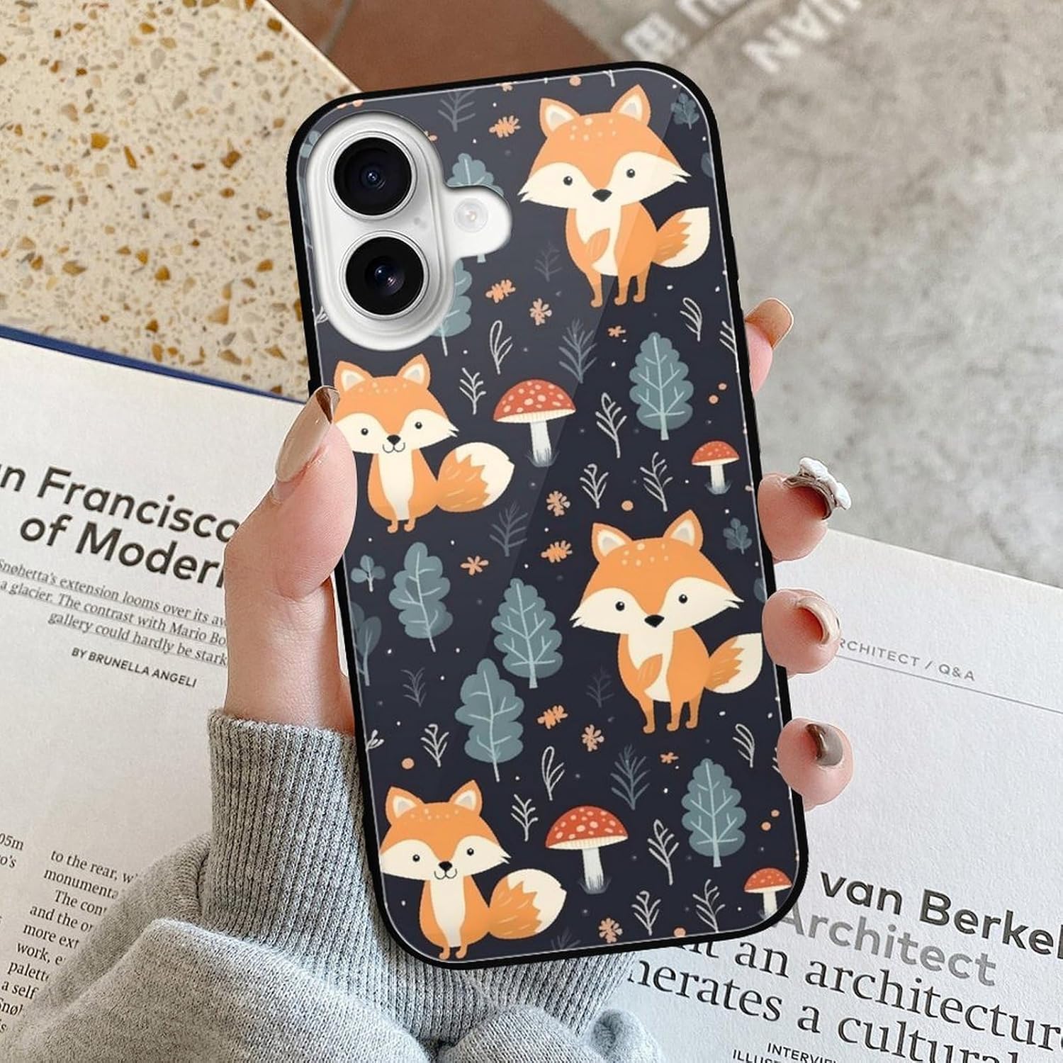 Cute Fox Phone Case Clear Phone Case Cover Non-Slip Protective Case Compatible with iPhone 16 iPhone 16 · v2