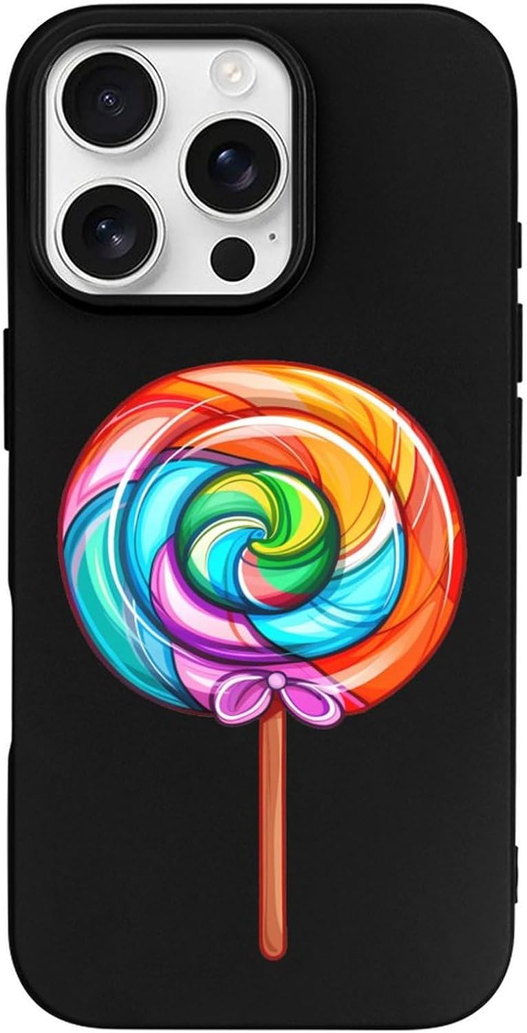 Lollipop Rainbow Sucker Candy, kompatibel für iPhone 16 Pro, weiche Schutzhülle, Handyhülle, Damen, Herren