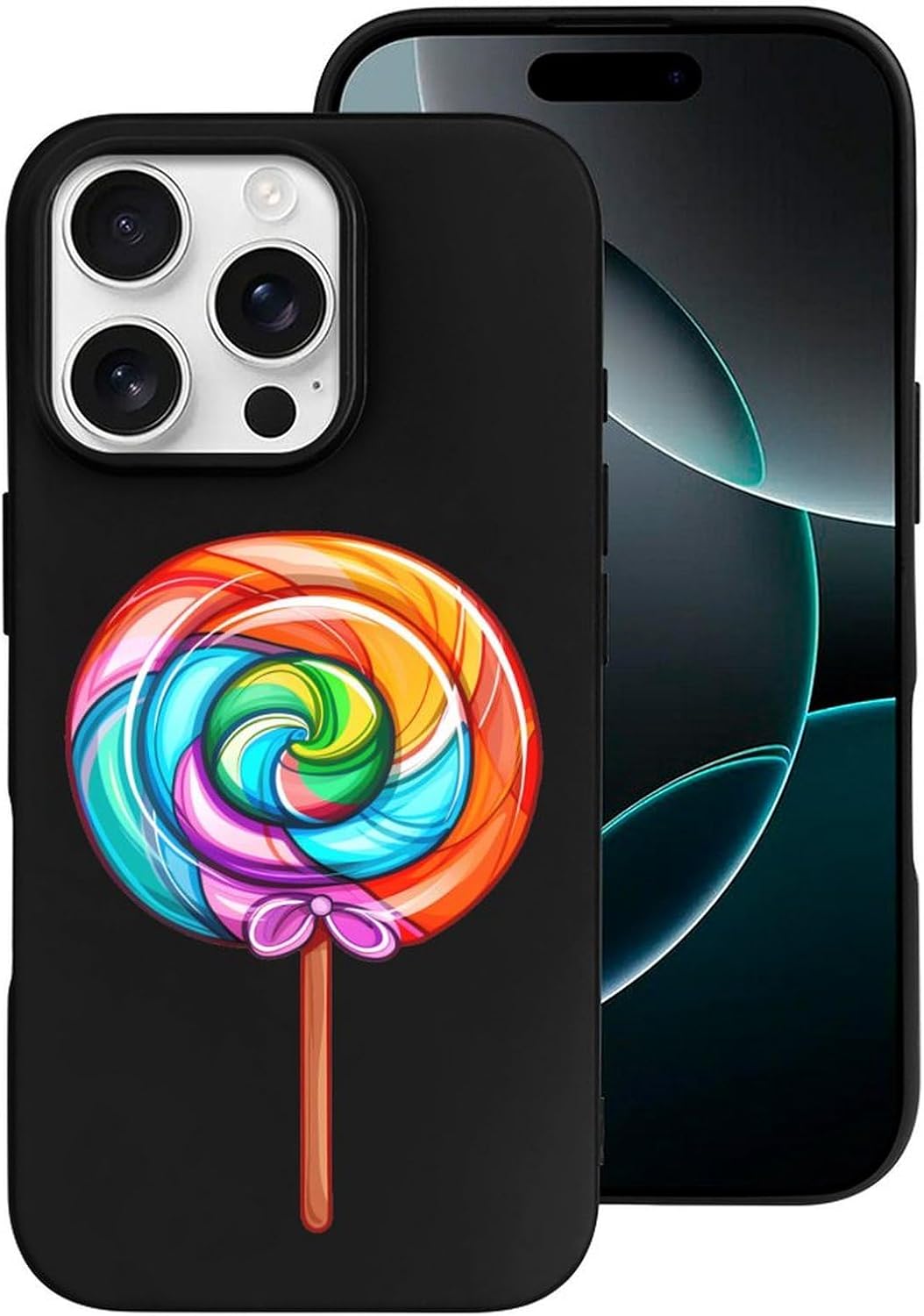 Lollipop Rainbow Sucker Candy, kompatibel für iPhone 16 Pro, weiche Schutzhülle, Handyhülle, Damen, Herren
