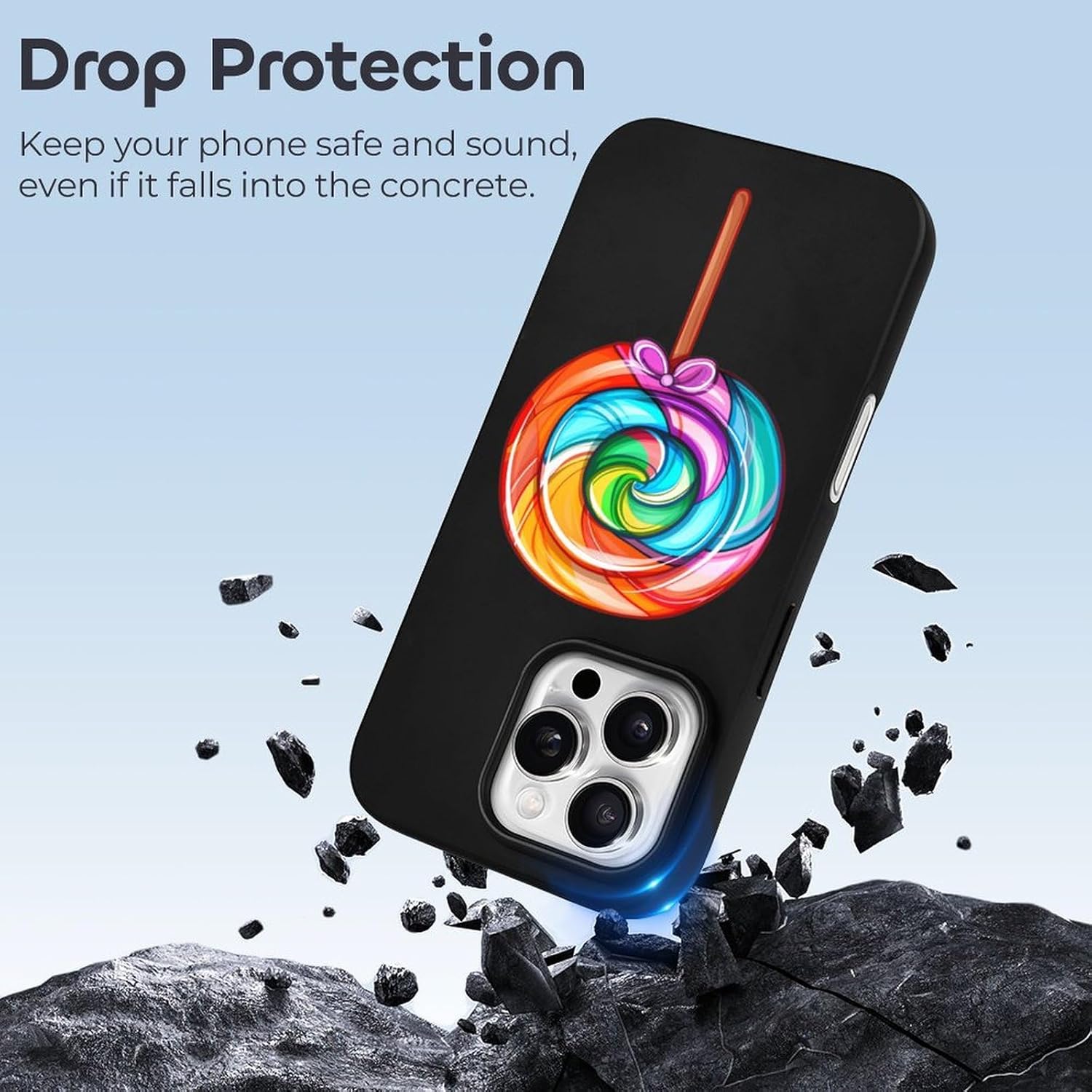 Lollipop Rainbow Sucker Candy, kompatibel für iPhone 16 Pro, weiche Schutzhülle, Handyhülle, Damen, Herren