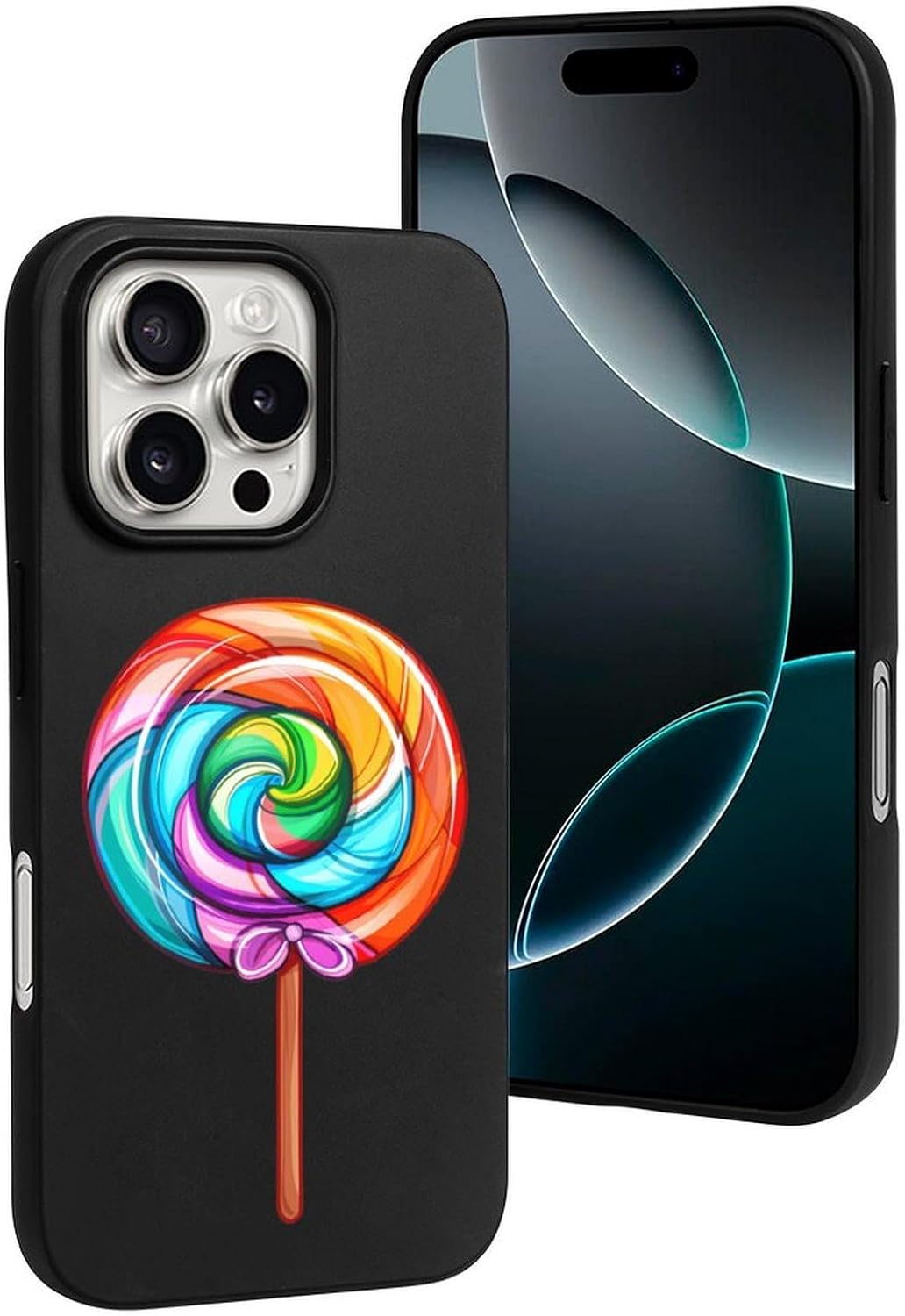 Lollipop Rainbow Sucker Candy, kompatibel für iPhone 16 Pro, weiche Schutzhülle, Handyhülle, Damen, Herren