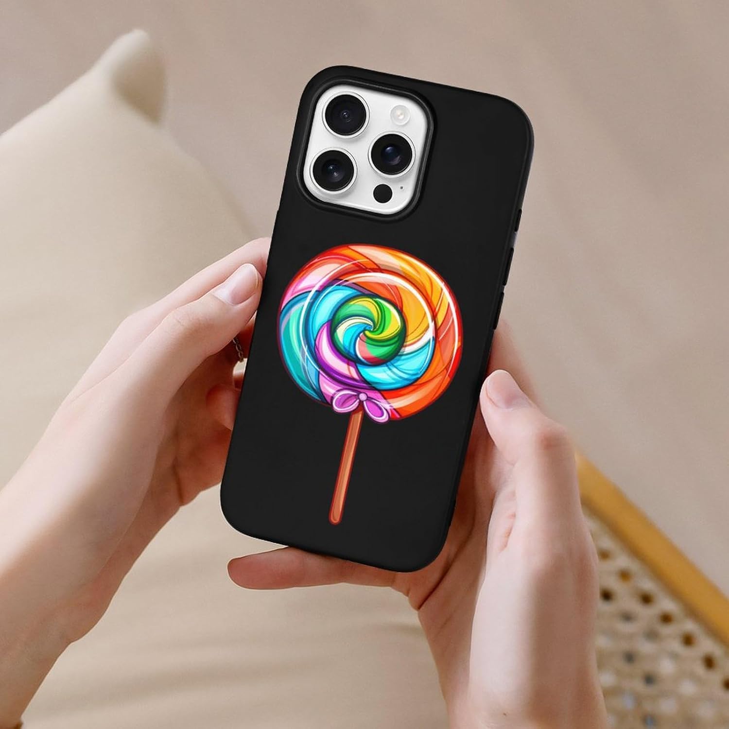 Lollipop Rainbow Sucker Candy, kompatibel für iPhone 16 Pro, weiche Schutzhülle, Handyhülle, Damen, Herren