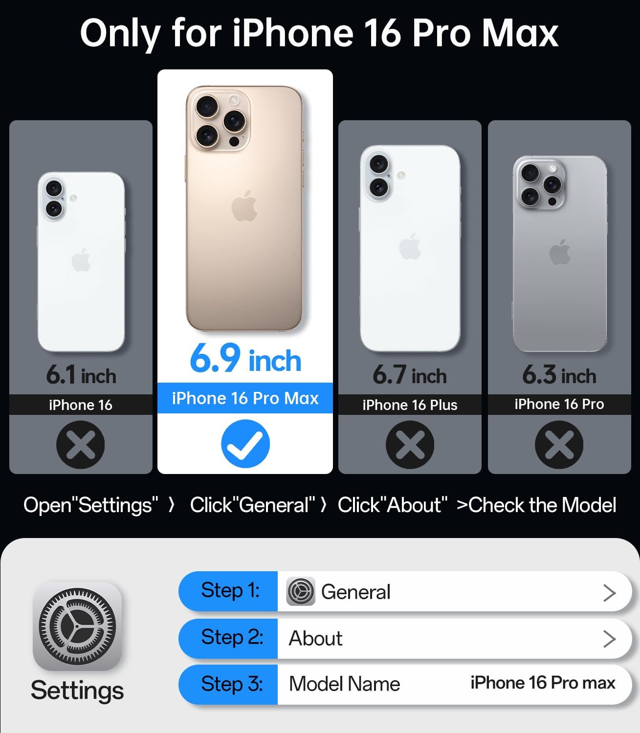 Meifigno Magnetic Case for iPhone 16 Pro Max 6.9’’, Compatible with MagSafe, Military-Grade Protection, Translucent Matte Back with Metal Keys, Shockproof Protective Case for iPhone 16 ProMax, Grey · v2