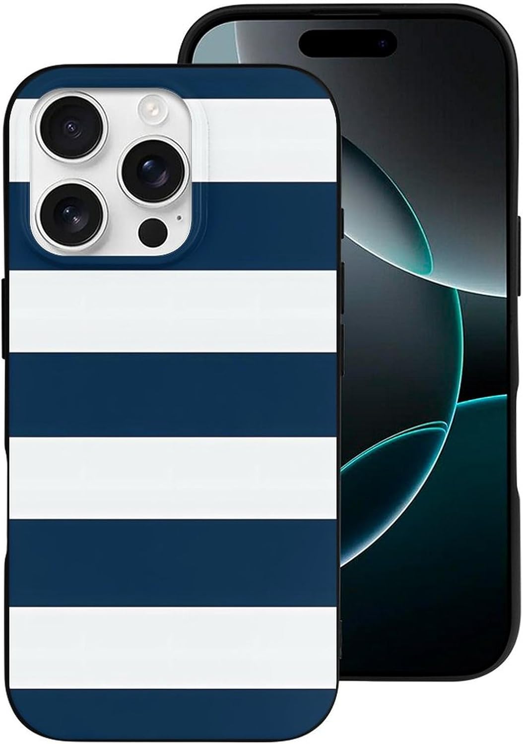Marineblau-weiße, gestreifte Handyhülle, stoßfeste, schlanke Handyschutzhülle aus TPU, kompatibel mit iPhone 16, iPhone 16 Pro
