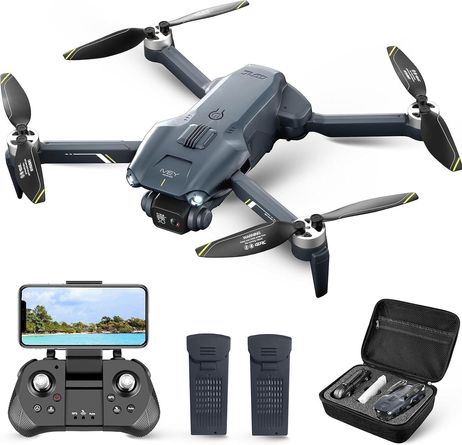 Drone con fotocamera 1080P, drone con motore brushless per adulti, quadricottero RC pieghevole per principianti e bambini, 2 batterie, mantenimento dell'altitudine, flusso ottico, flips 3D, regali giocattolo per ragazzi e ragazze